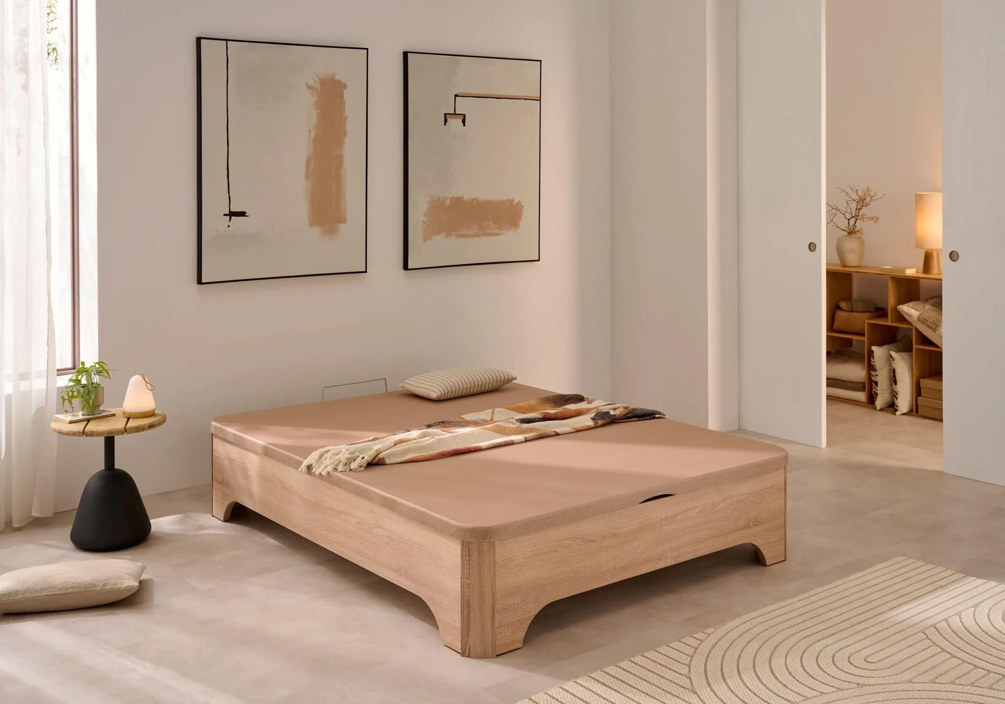 Matris - Canapé Abatible Elevado con Patas Elegance, Arcón Gran Capacidad, Base Transpirable 3D, Apertura Hidráulica, Estructura Reforzada, Varios Tamaños y Colores - con Montaje