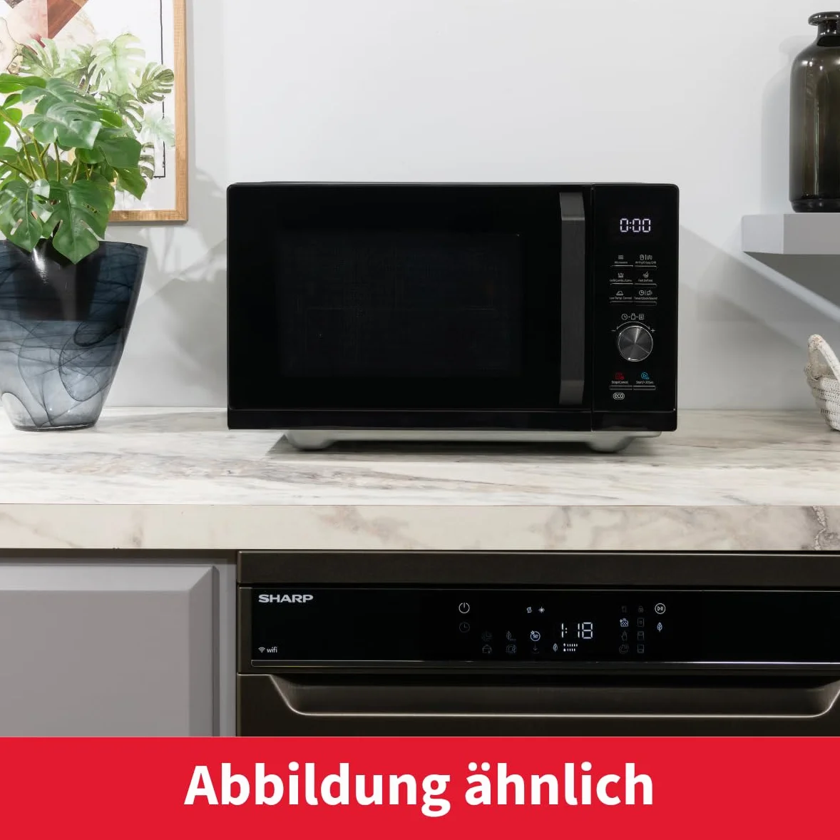 Sharp Microondas Airfry 5 en 1 RCA271TB 900 W, parrilla de 1000 W, aire caliente y función AirFry, convección 2100 W, 27 l, 28 descongelación automática, descongelación controlada por peso y tiempo