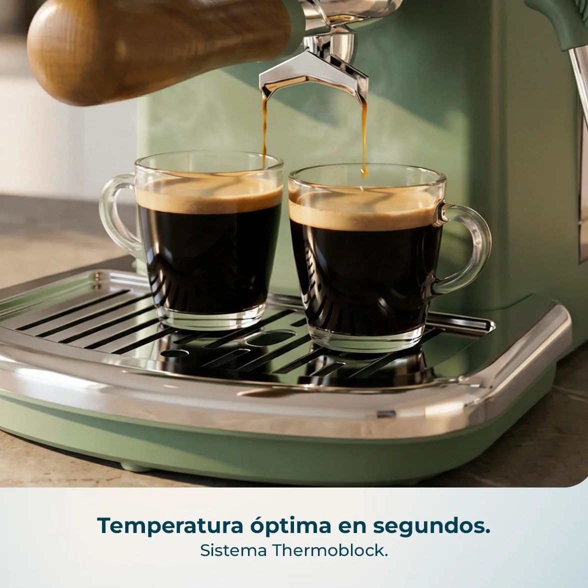 Cecotec Cafetera Express Manual Power Espresso 20 Tradizionale Grind. 1500W, Molinillo 20 Niveles, 20 Bares, PID, Thermoblock, Steamer, Cold Brew, Café Recién Molido con Crema Perfecta