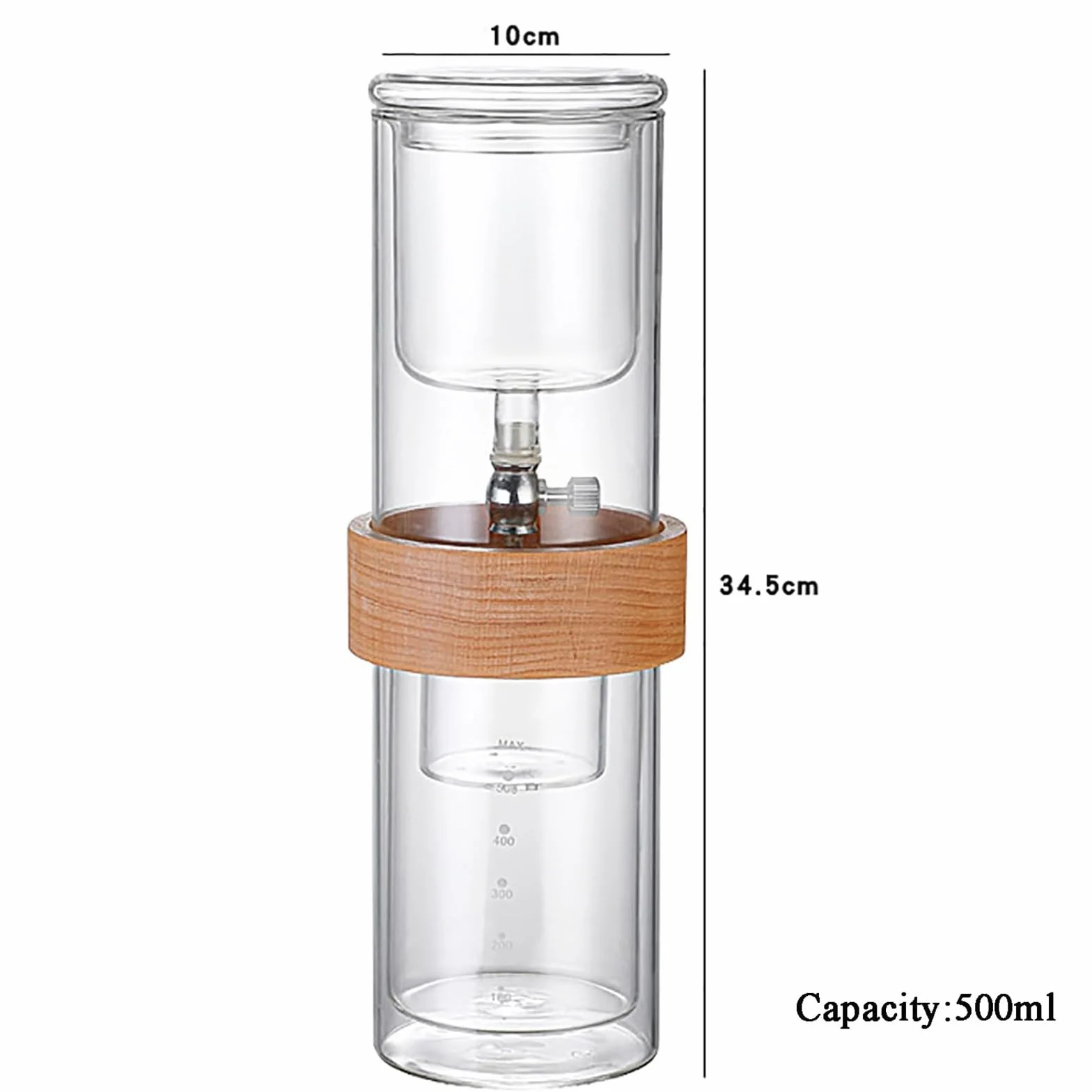 Cafetera Cold Brew – Gotero de vidrio de borosilicato alto con válvula reguladora de caudal, ideal para el hogar o cafetería