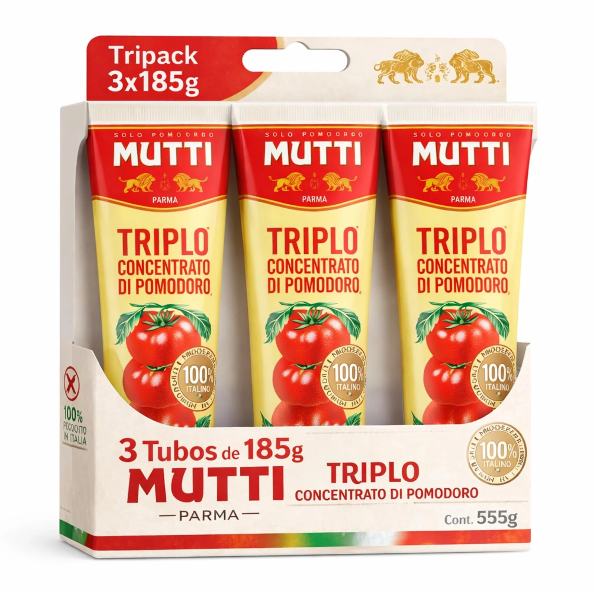 Mutti Pasta de Tomate Triple Concentrado 3x185g Sin Gluten