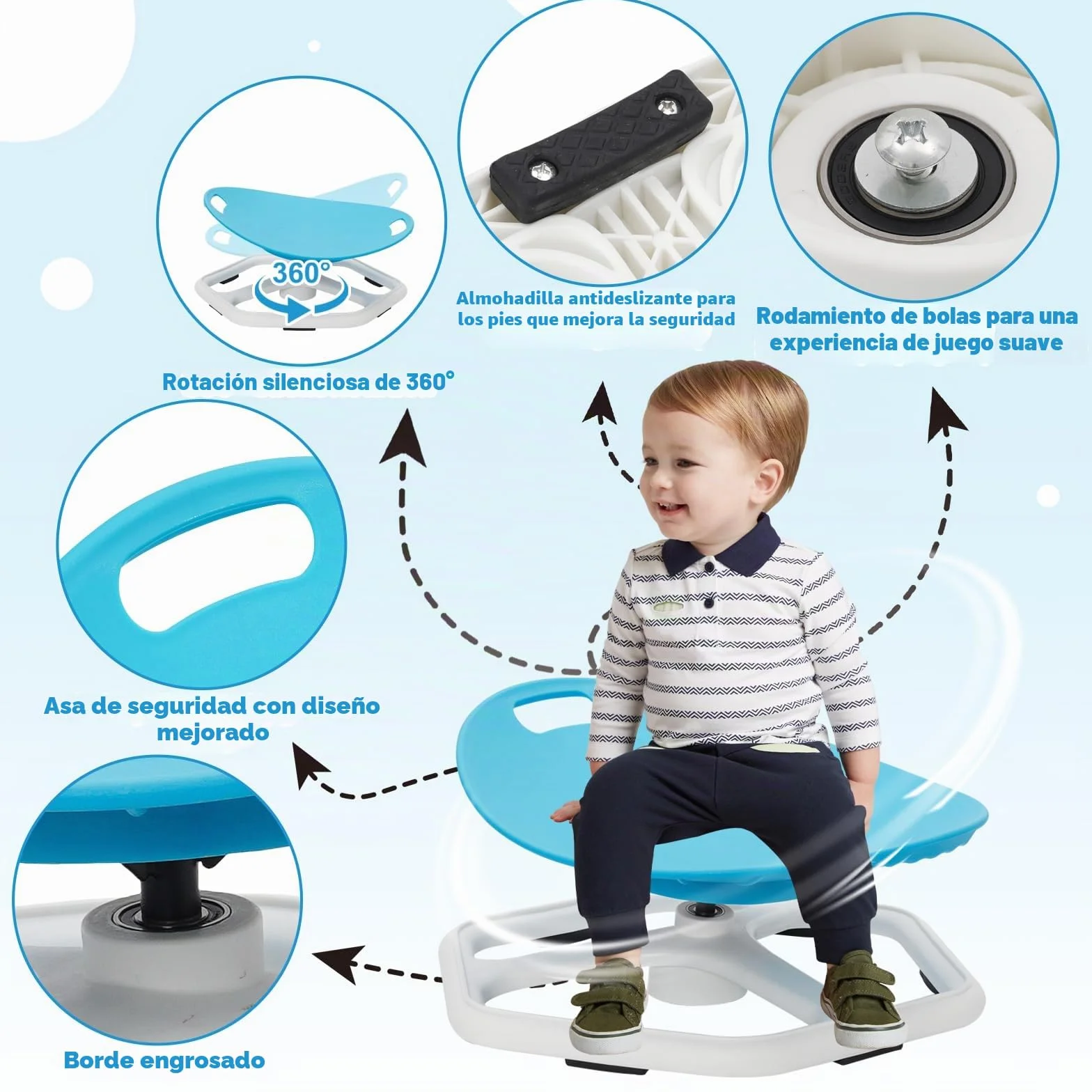 Silla Giratoria Sensorial para Niños, Taburete Giratorio de 360° con Entrenamiento de Equilibrio, para Mejorar el Equilibrio, Juguete Sensorial para niños y Niñas, Ideal para Autismo