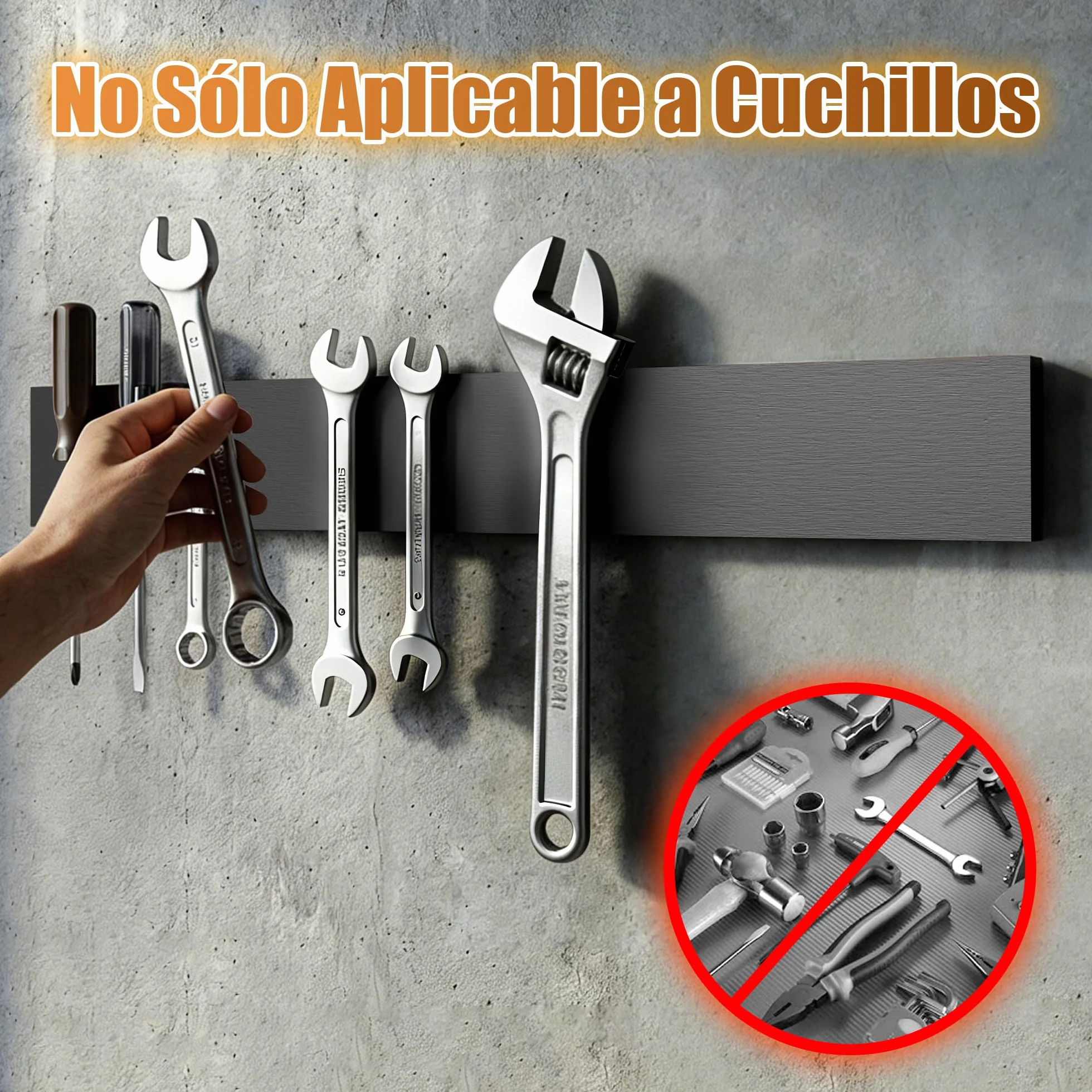 Soporte Cuchillos Cocina Magnético 40 cm, Organizador de Madera con Imanes Fuertes, Negro