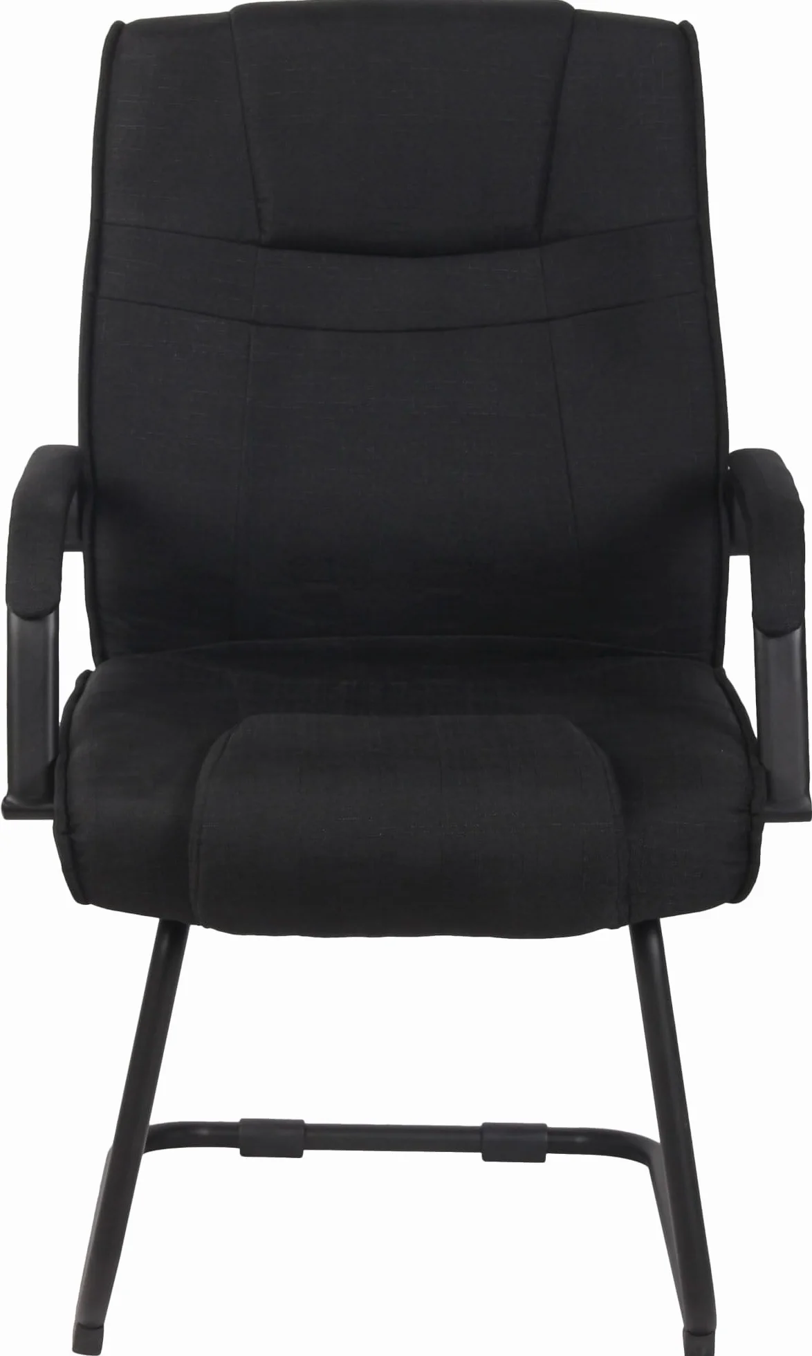 Silla Cantiléver Attila Tapizada en Tela con Base de Metal y Reposabrazos, Negro