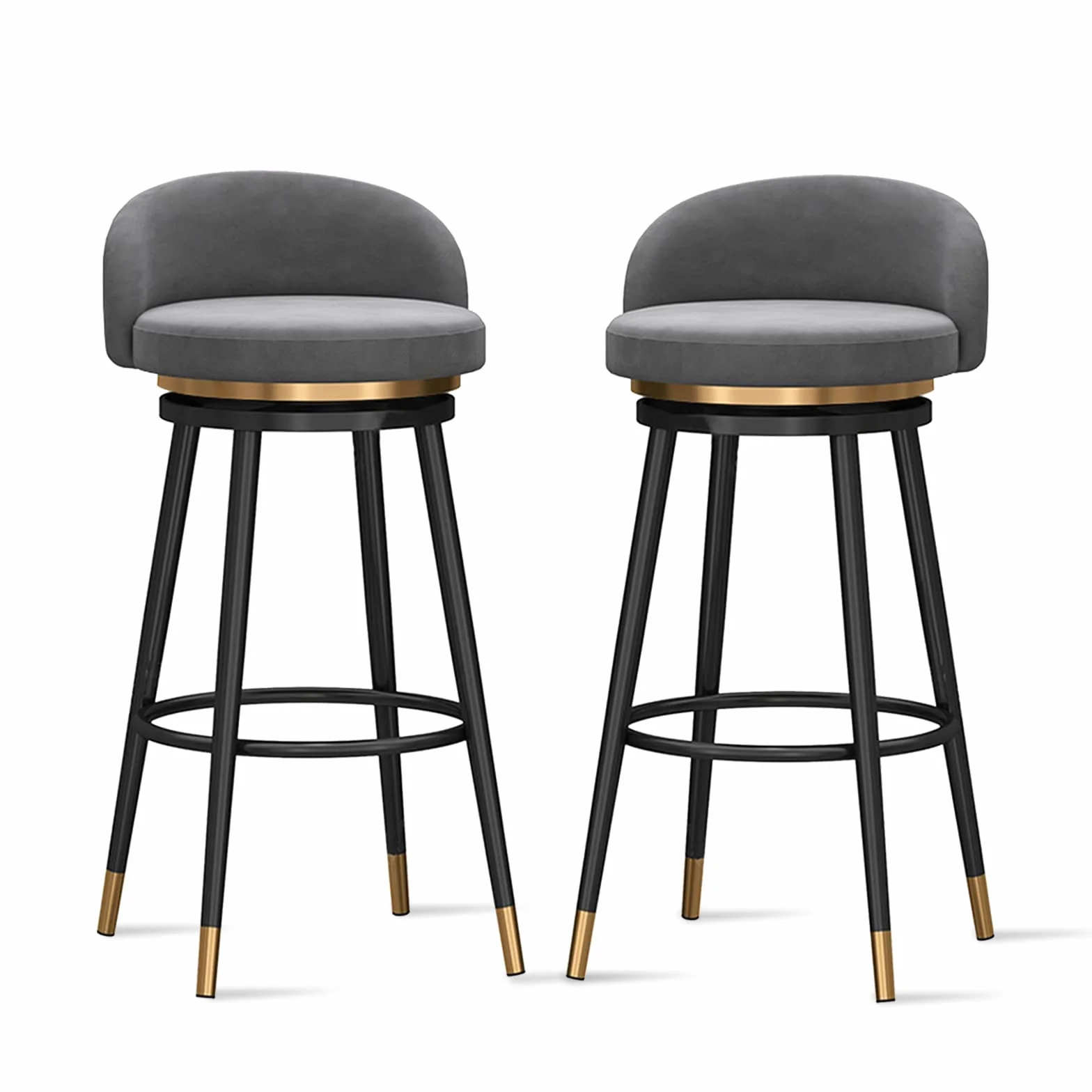 Moderno taburete de terciopelo con respaldo giratorio de 360° para isla de cocina, cómodo y elegante, taburete alto para barra de desayuno o restaurante