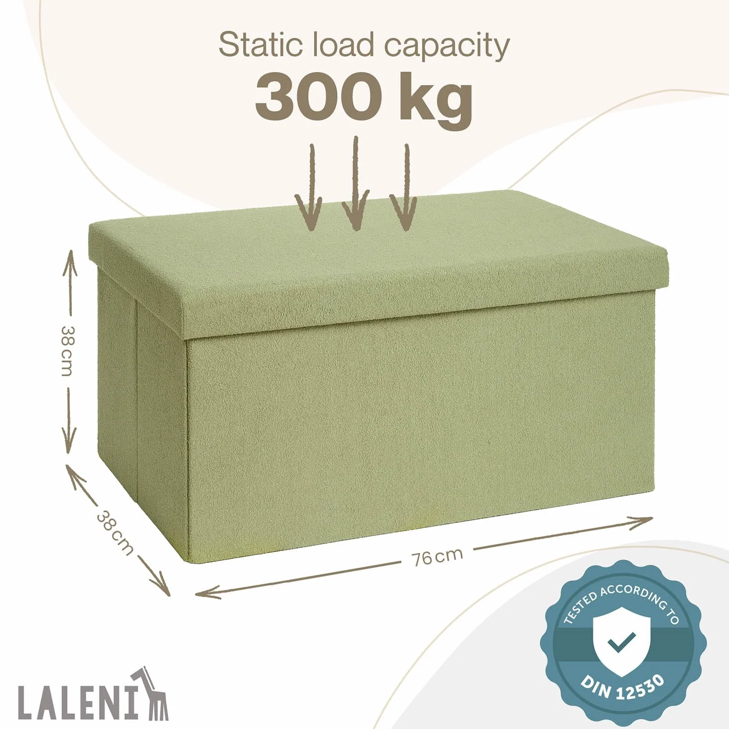 Banco con almacenaje y caja extra, baúl con asiento para dormitorio, organizador para juguetes 76x38 cm Verde