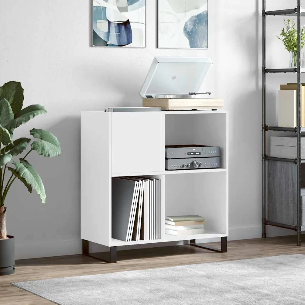 vidaXL Mueble para Discos Madera contrachapada Blanco 84,5x38x89 cm