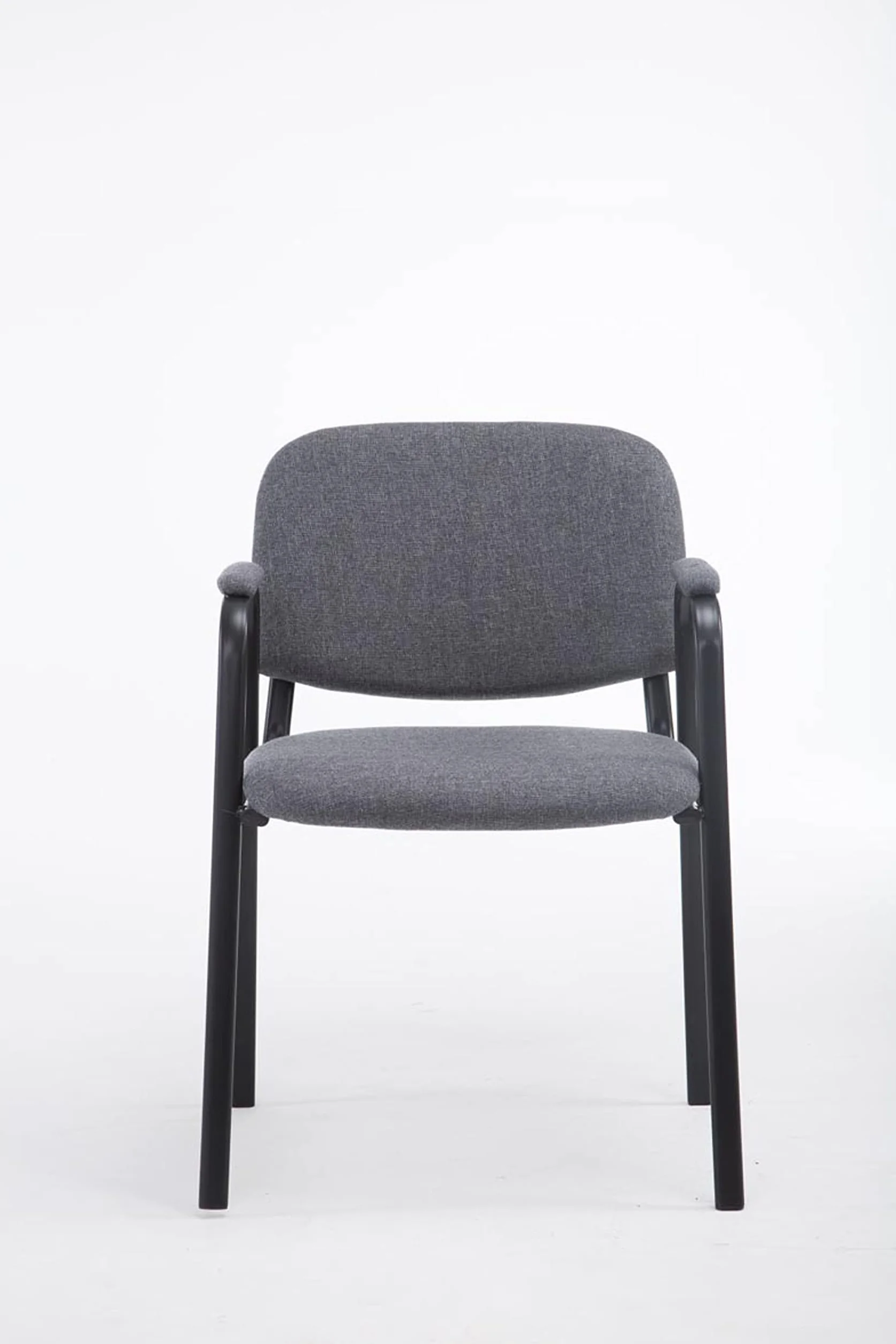 CLP Silla Apilable Ken Pro Acolchada con Reposabrazos, Silla de Conferencia de Tela Apilable, Estructura Metalica Negra Resistente hasta 150 kg, Color:Gris
