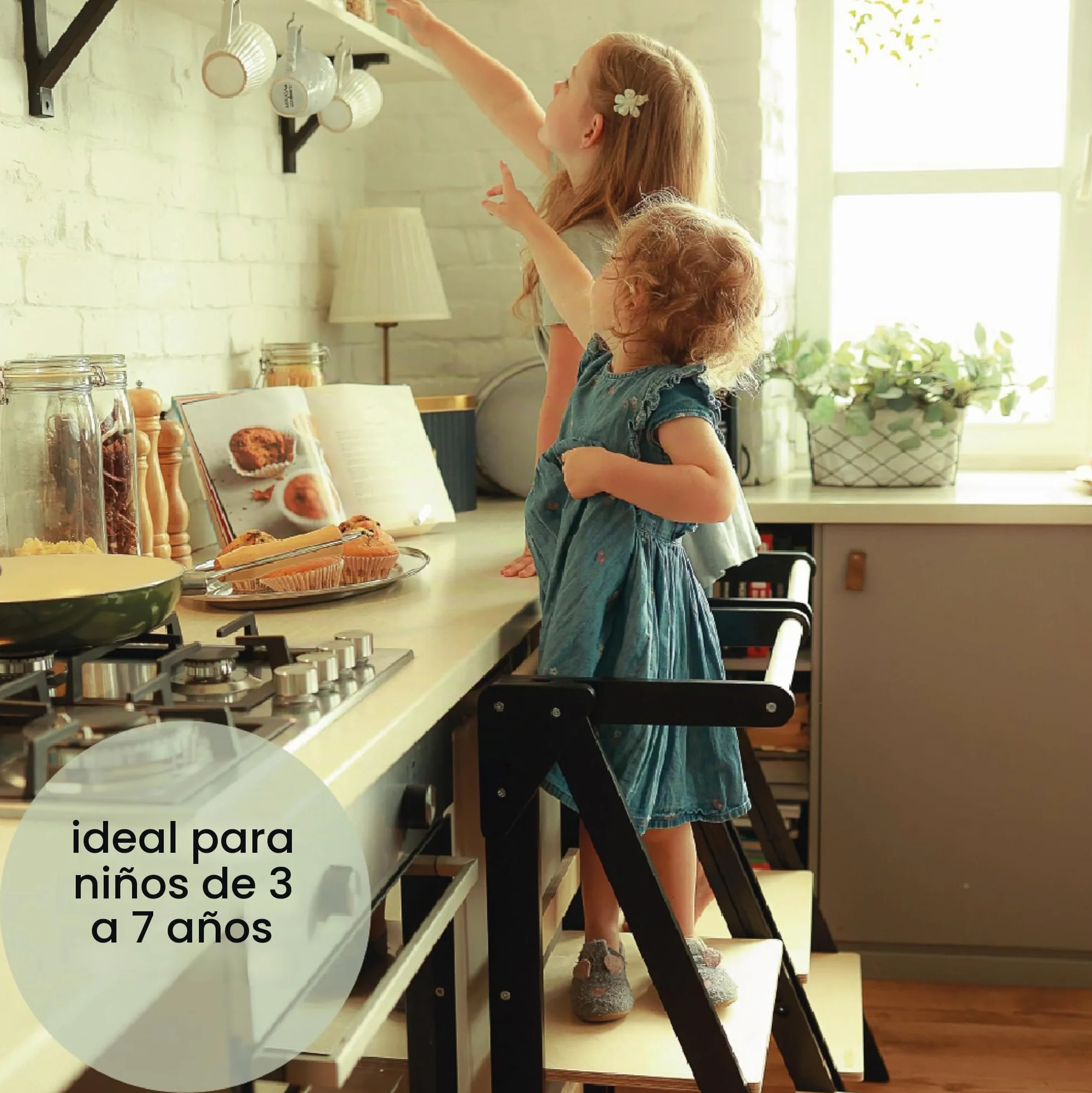 Torre Montessori de Aprendizaje con Rieles de Seguridad para Niños 3-6 Años