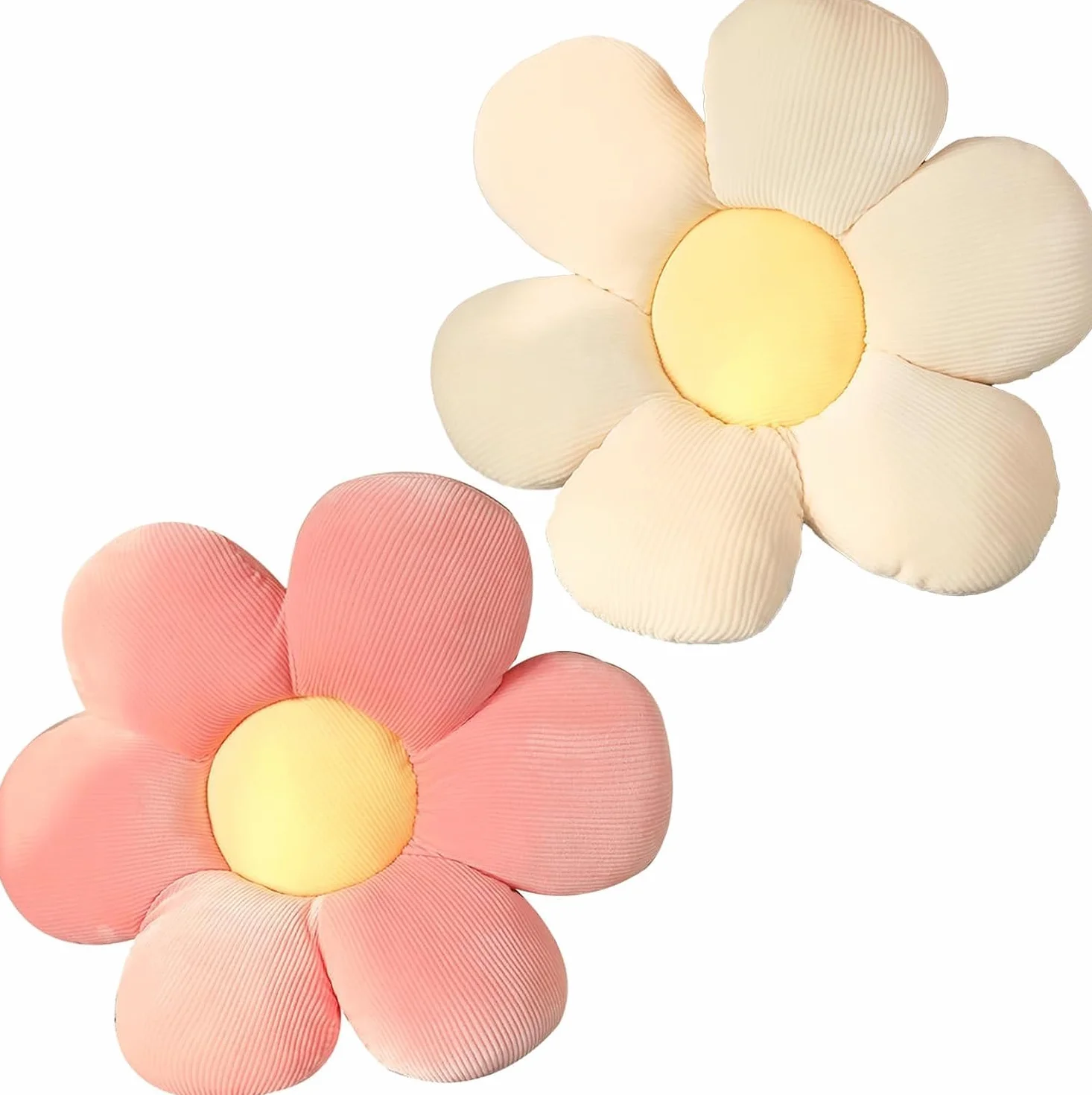 Cojines Decorativos 40x40cm Felpa Rosa y Blanco para Sofá Dormitorio Sala de Estar