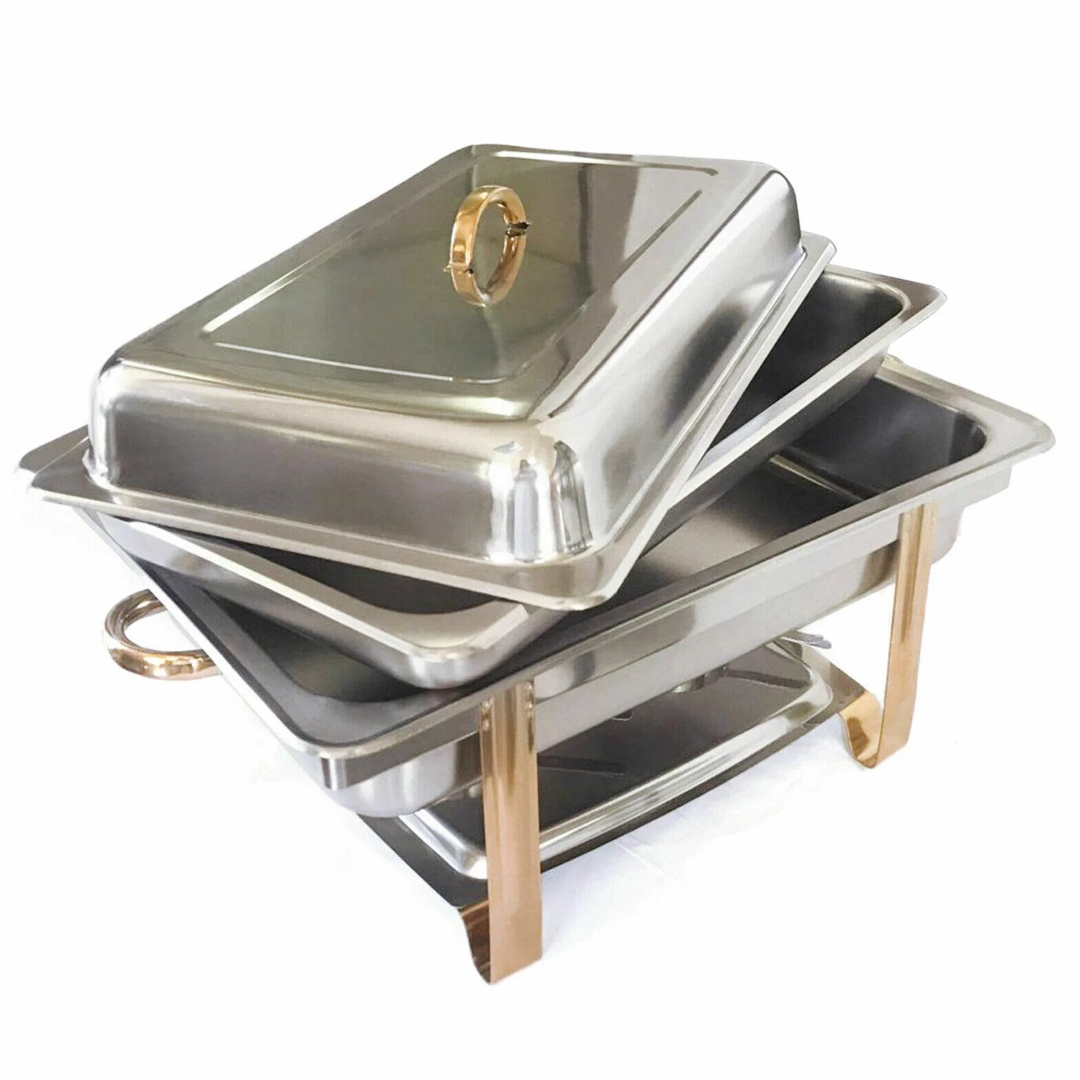 Chafing Dish - Calentador de alimentos de acero inoxidable de 9 L con tapa y sartén para alimentos, calentador para catering, buffet
