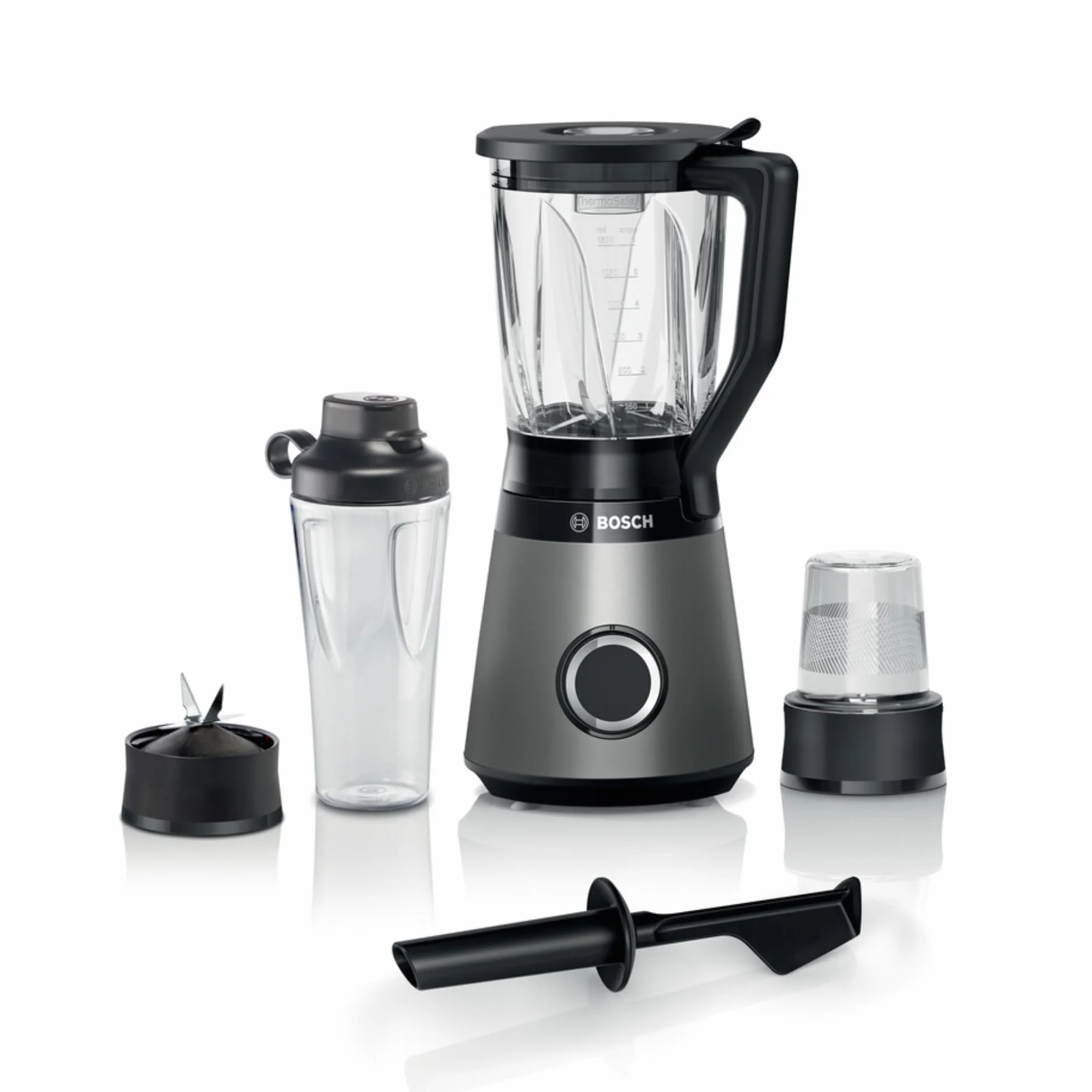 Bosch - Batidora de vaso, VitaPower, Serie 4, 1.200 W, Jarra ThermoSafe de 1,5 litros, negro, MMB6177S