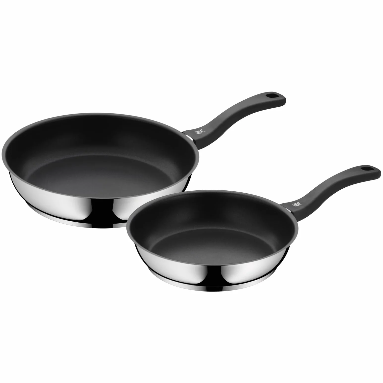 WMF Devil Juego de 2 Sartenes Antiadherentes 24-28 cm Acero Inoxidable para Inducción sin PFOA Negro