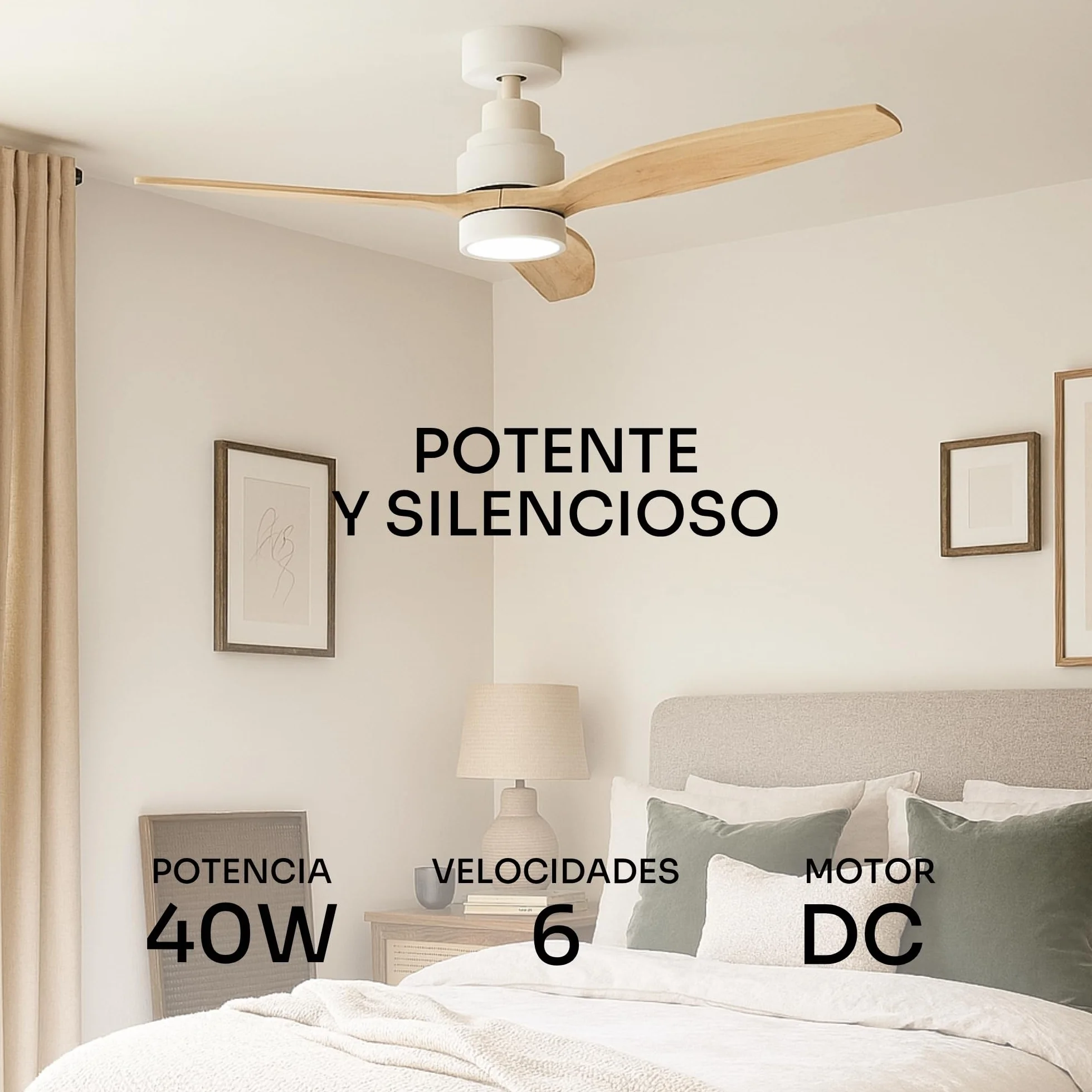 Ventilador de Techo Mellerware Brizy Bright 30W 6 Velocidades Ultra Silencioso 132cm LED Mando a Distancia