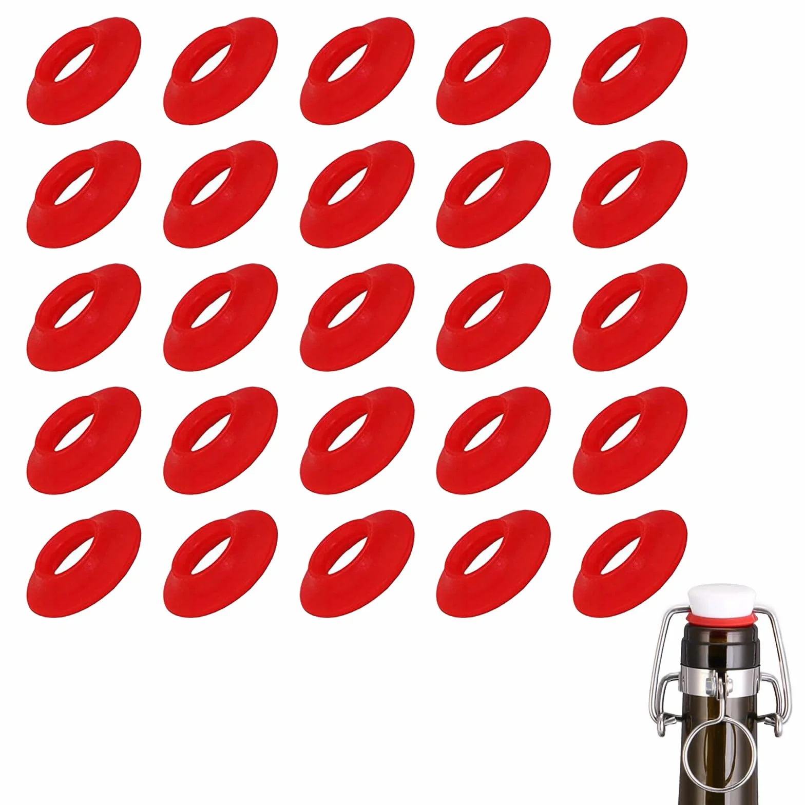 Junta de Silicona,Junta de Goma de Botella Giratoria,Sello de la Botella de Cerveza,Sello de Tapa de Silicona,Junta de Botella Volcada,Sello de Silicona para Tapa de Tapa Giratoria 25 Piezas Tokaneit
