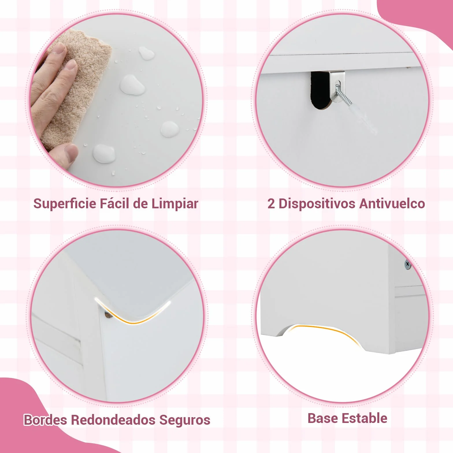 COSTWAY Armario Infantil con Espejo, Tejado y Barra Colgante Organizador Dormitorio (Blanco)
