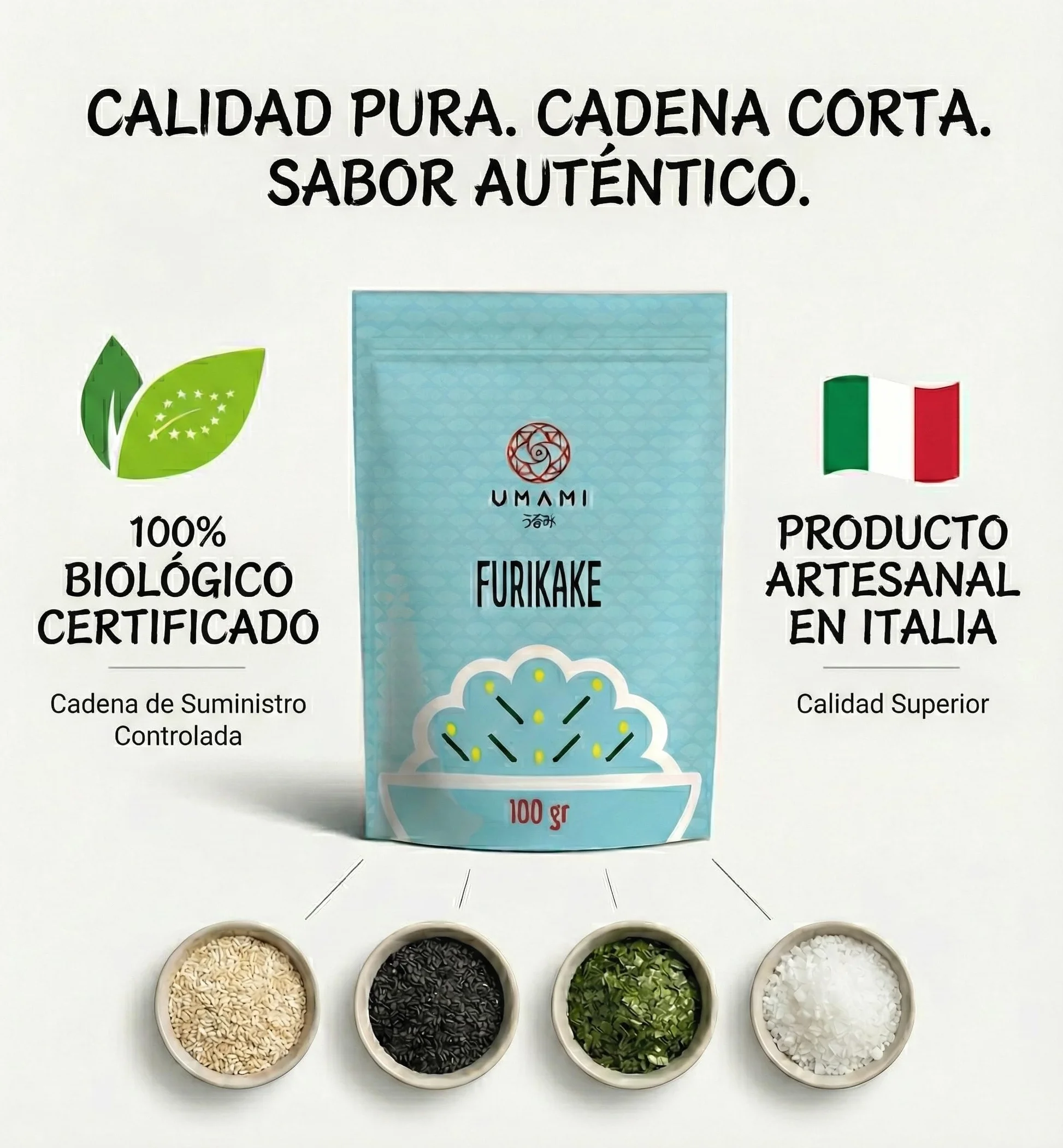 Furikake Ecológico Umami 100g Condimento Japonés Sésamo y Algas Nori Vegano Sin Aditivos