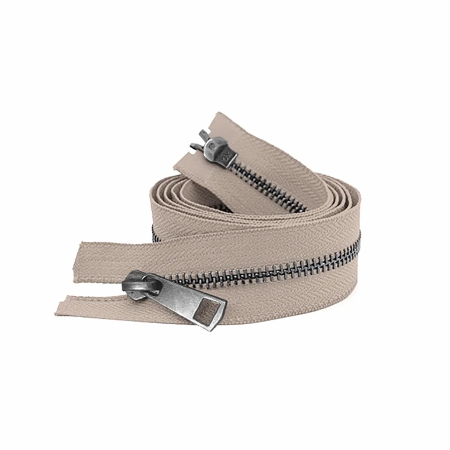 5/10 Uds. 30/40/50/60/70/80 cm 5# coloridos deslizadores dobles de extremo abierto cremallera Metal negro DIY tela bolsillo artesanal(Beige,50cm,10 Pcs)