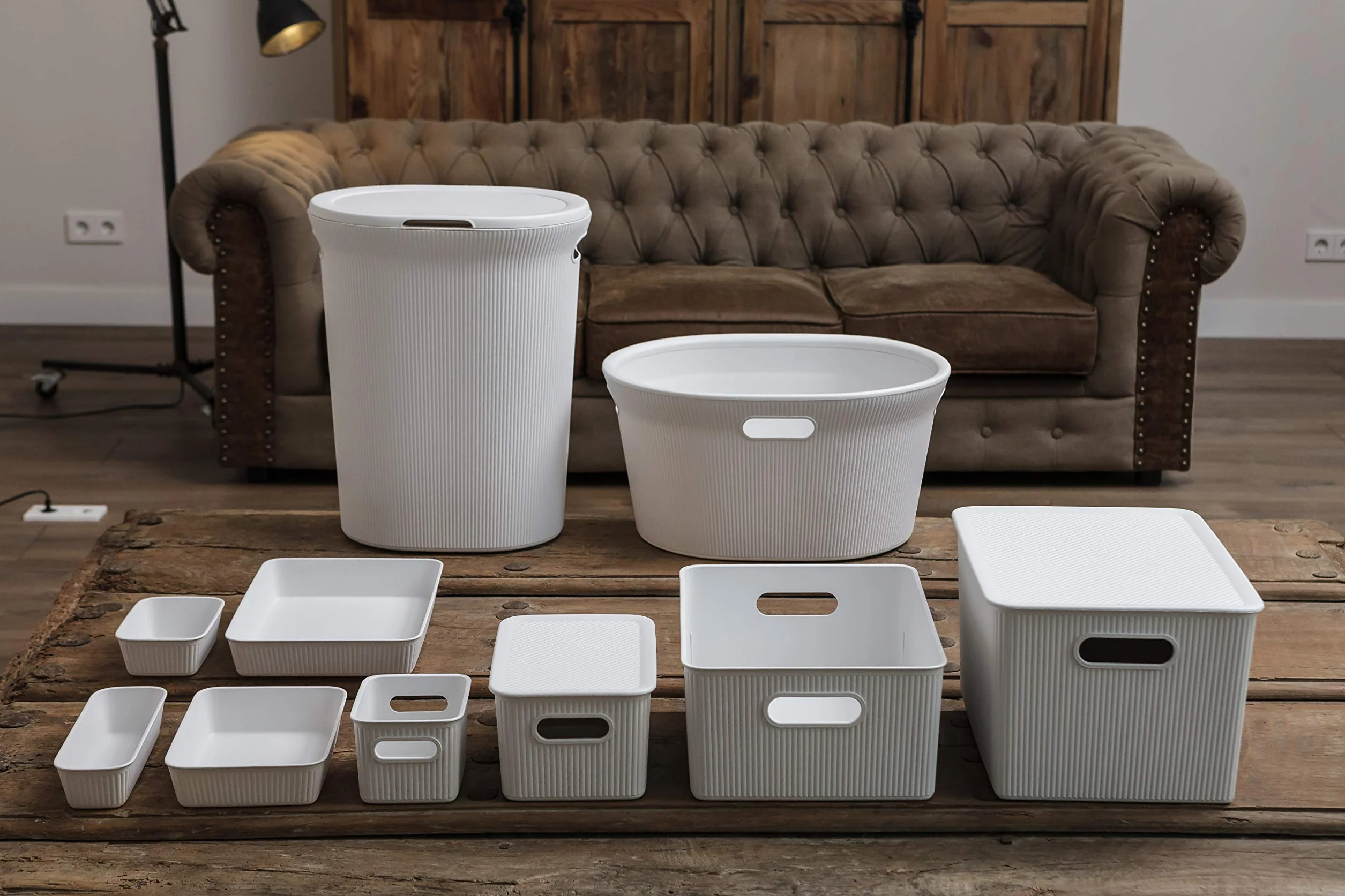 Tatay Cesta Almacenaje Plastico 22 L Baobab Caja Organizadora Asas Integradas Plástico Reciclado Libre de BPA 29,4x38,5x23 cm Blanco