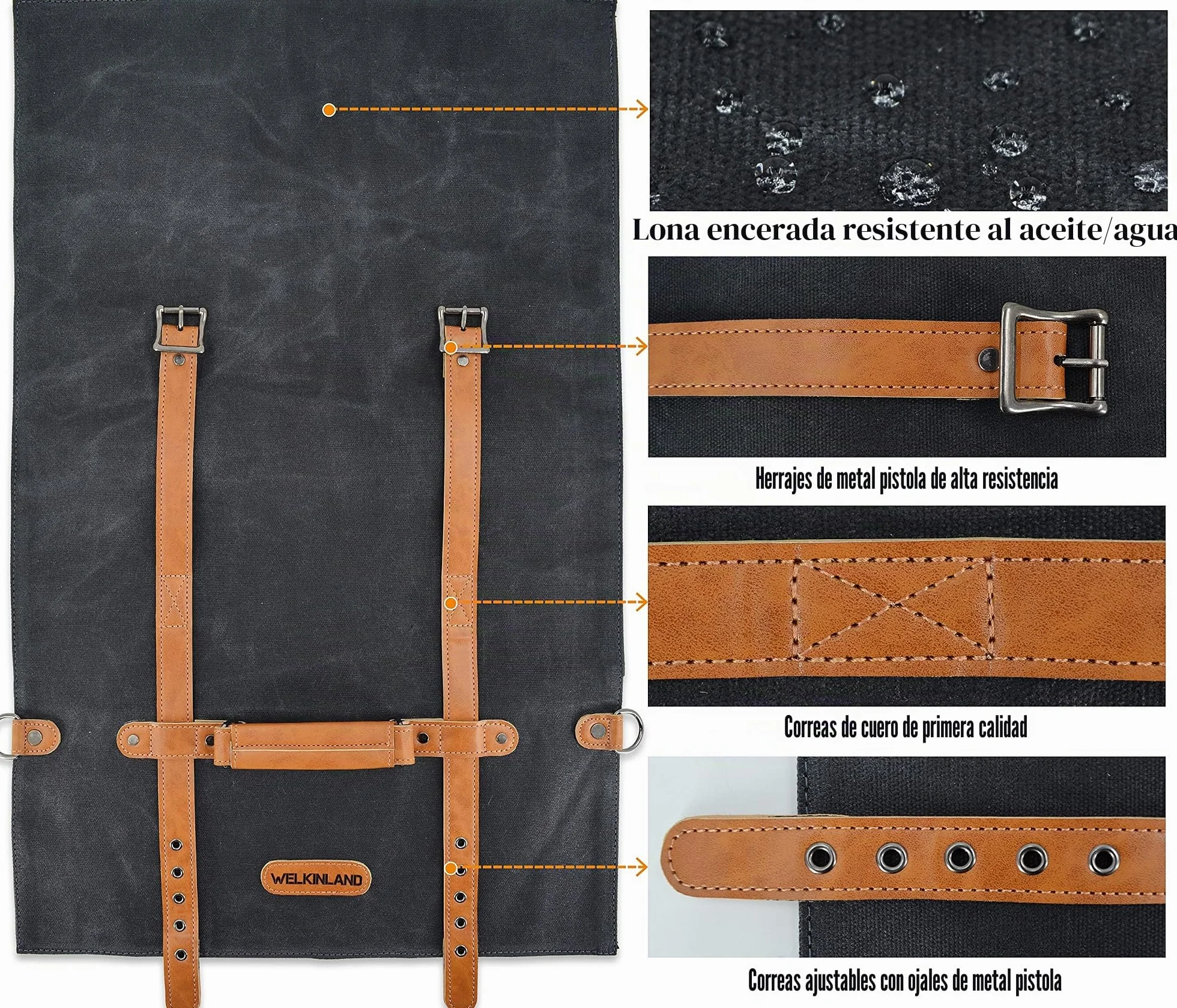 WELKINLAND Rollo de Cuero para Cuchillos de 14 Bolsillos, de Lona, Soporte para Bolsas de Cuchillos, Bolsa de Chef, Bolsa para Cuchillos de Chef, para Cuchillos