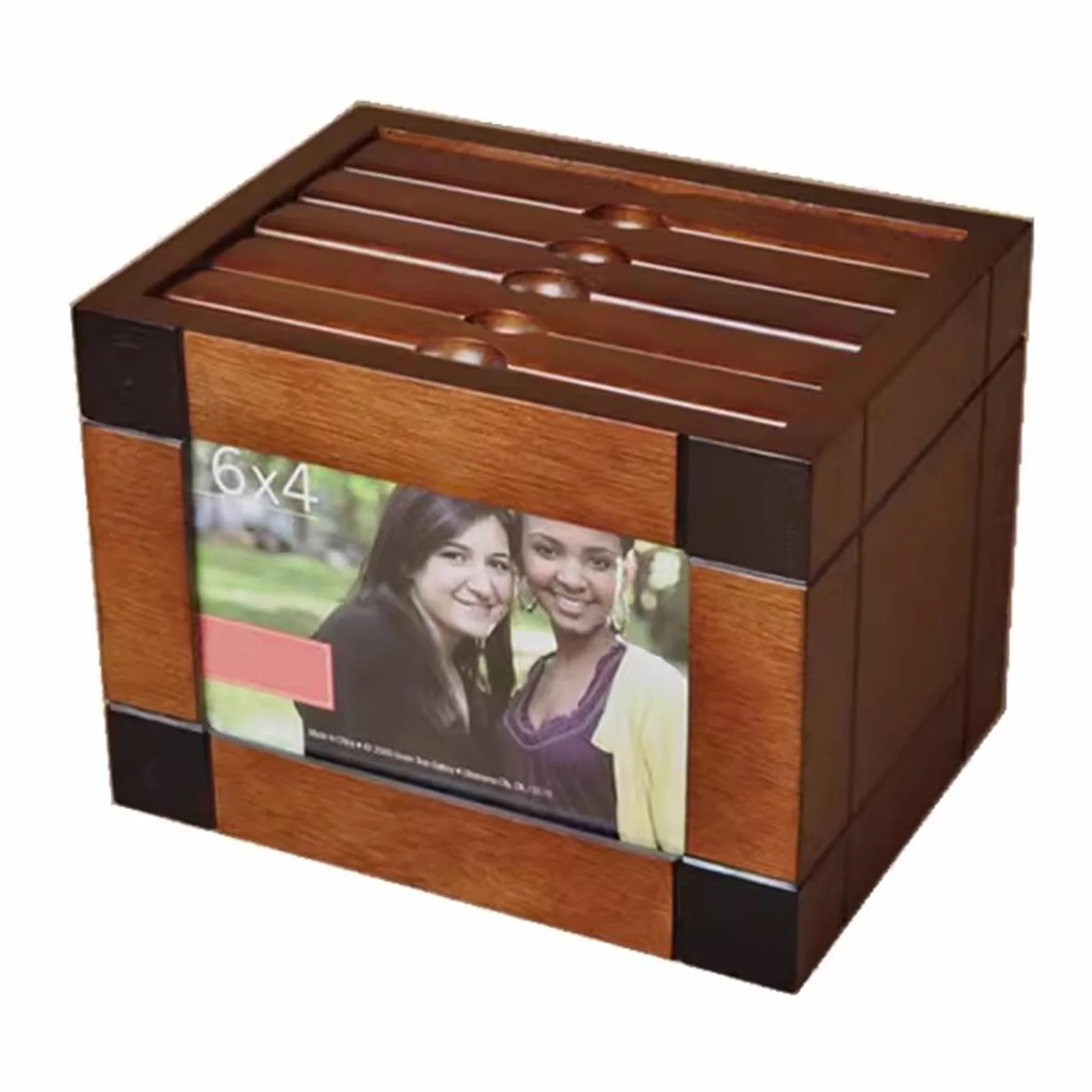 Caja De Madera para Fotos, Caja De Almacenamiento para Álbumes con 5 Álbumes Extraíbles, Cubo para Insertar Marcos De Fotos, para Fotos De 6 X 4 Pulgadas, Puede Contener 100 Fotos