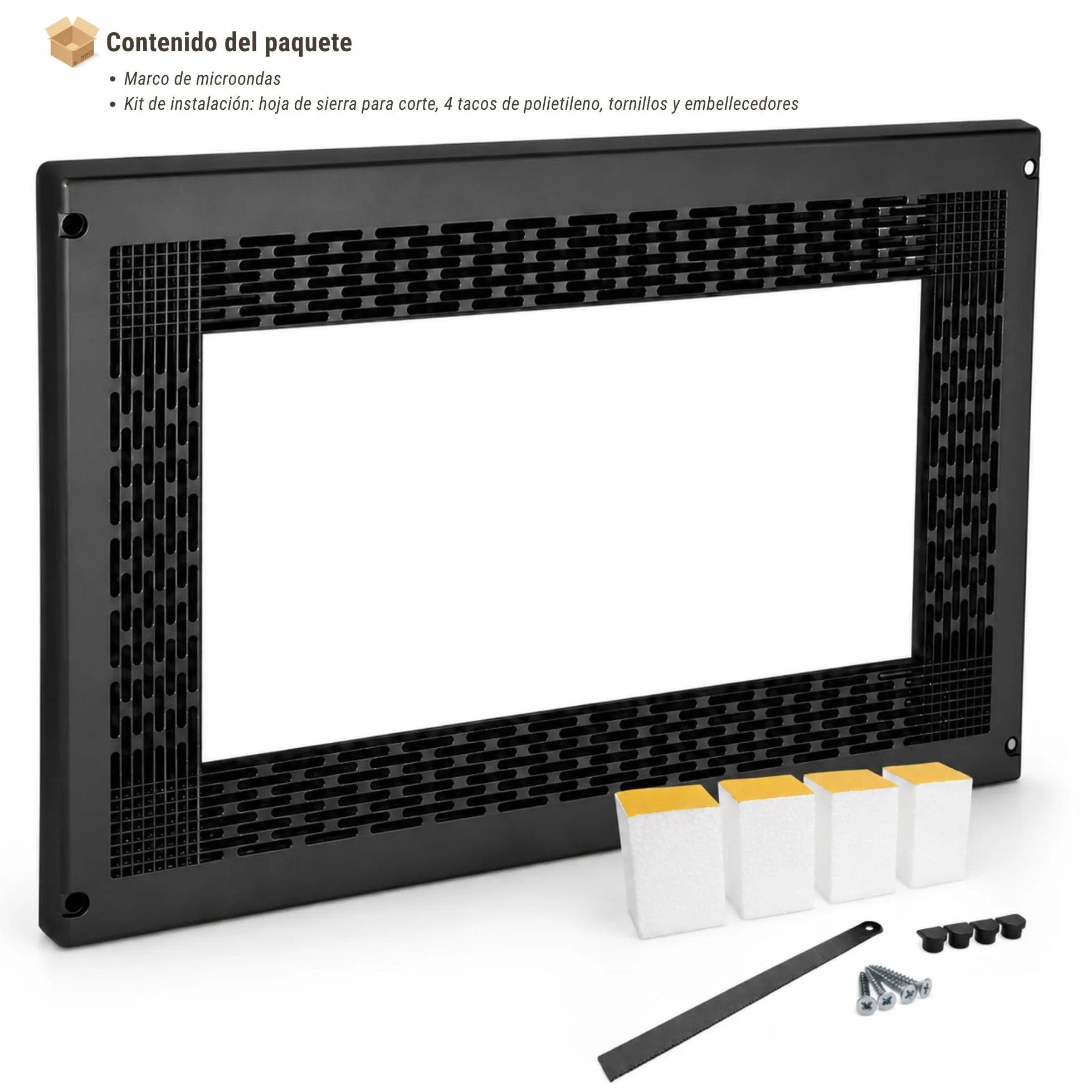Embellecedor Microondas 60x40cm Marco Tapa Negro Incluye Tornillos