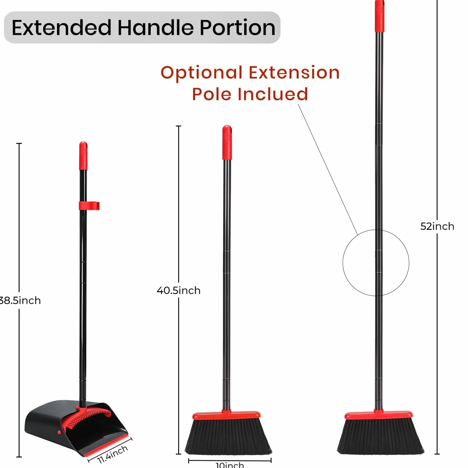 TreeLen Broom and Dustpan Set for Home, Upright Sweep Combo