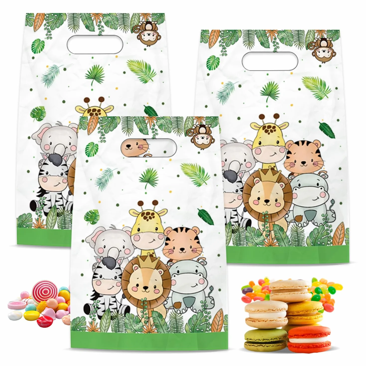 50pcs Bolsas Regalo de Plástico Animales, Bolsas Cumpleaños Infantil Chuches Regalo Bolsas de Regalo para Fiestas para Niños para Regalos fiestas de cumpleaños, Navidad, bodas, Bolsas galletas