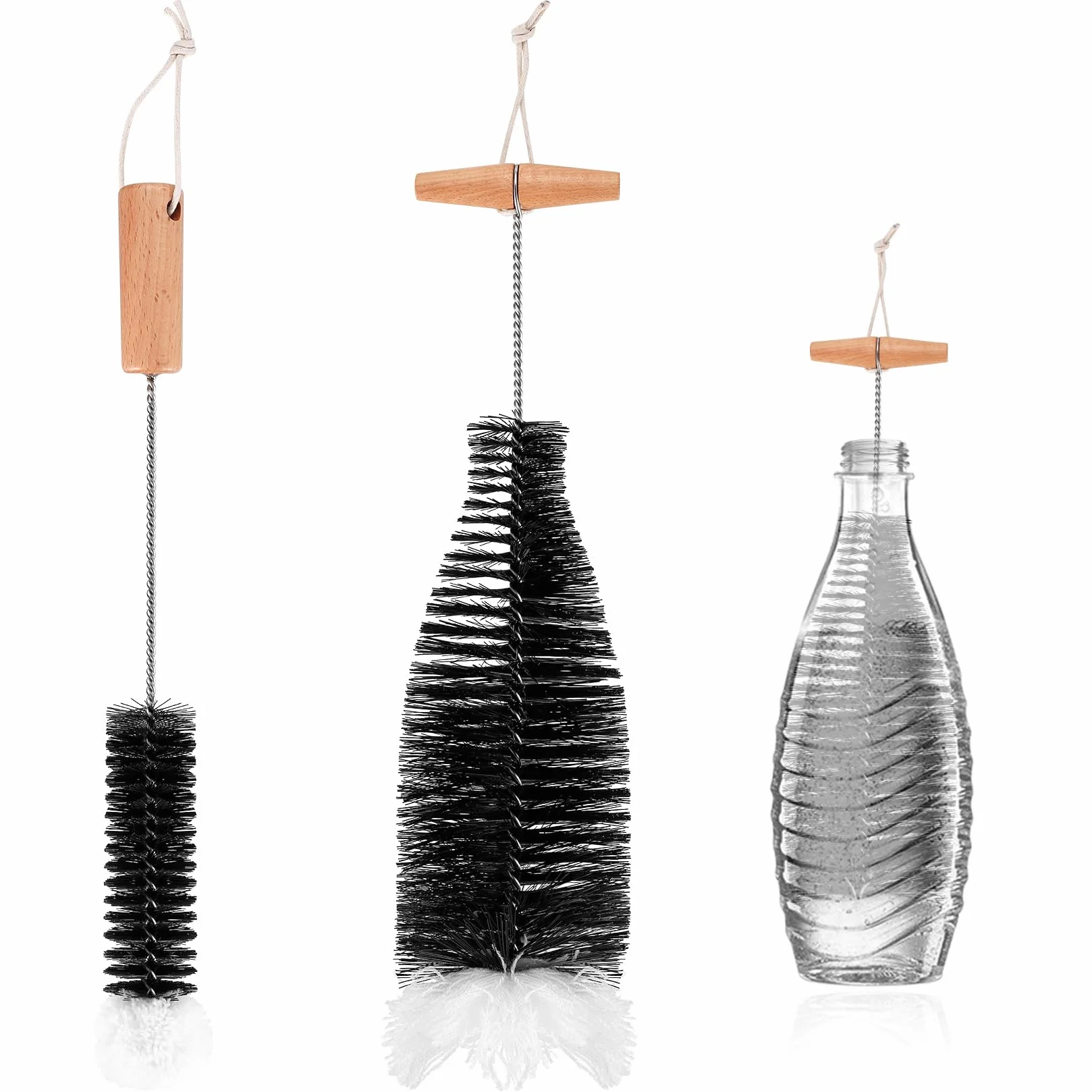Cepillo para Botellas de Cristal, Limpiador Compatible con Sodastream, 2 Piezas