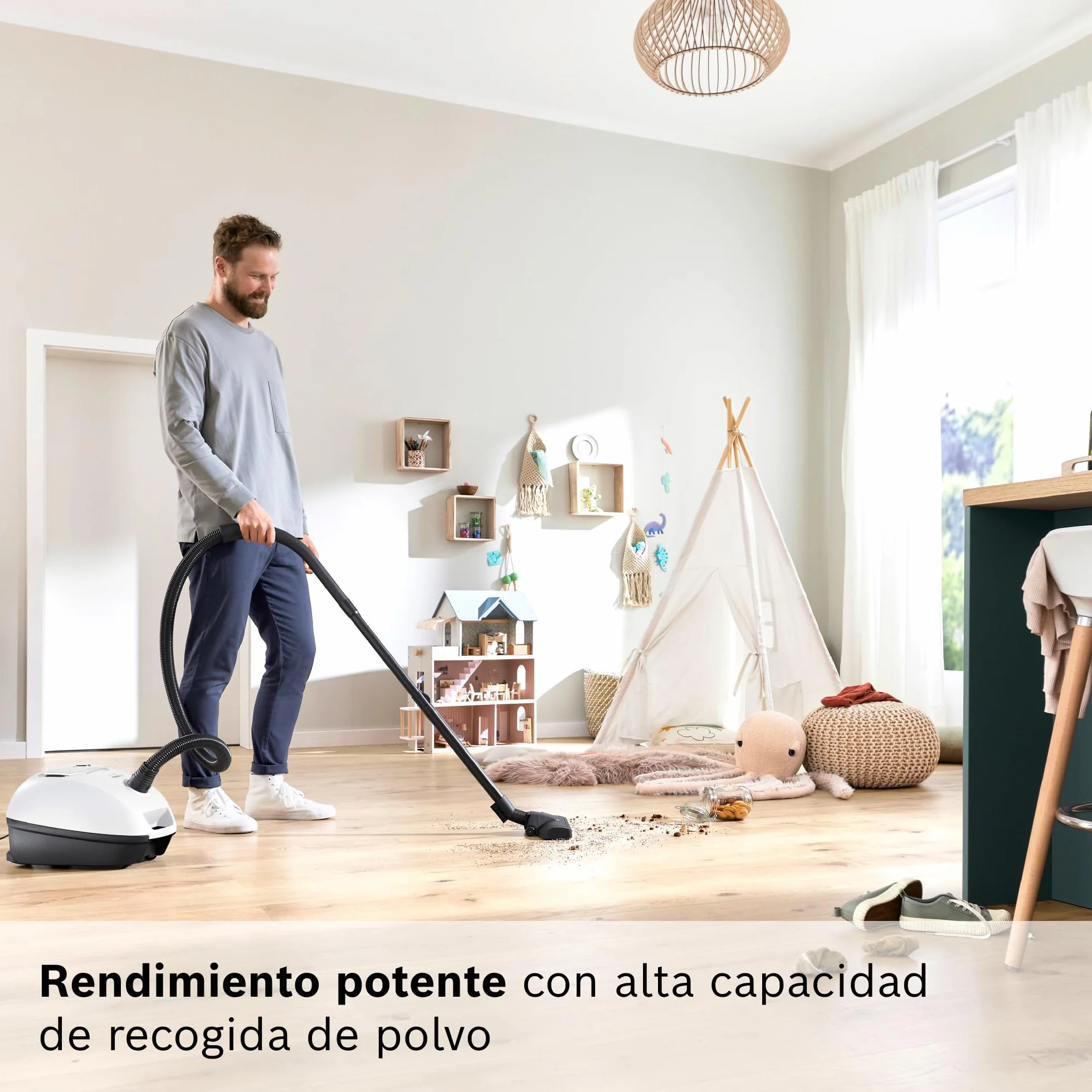 Bosch - Aspirador con Bolsa, Serie 4, Volumen XL de Bolsa de Polvo, Boquilla para Ranuras y tapicería, Blanco, BGB41WH1