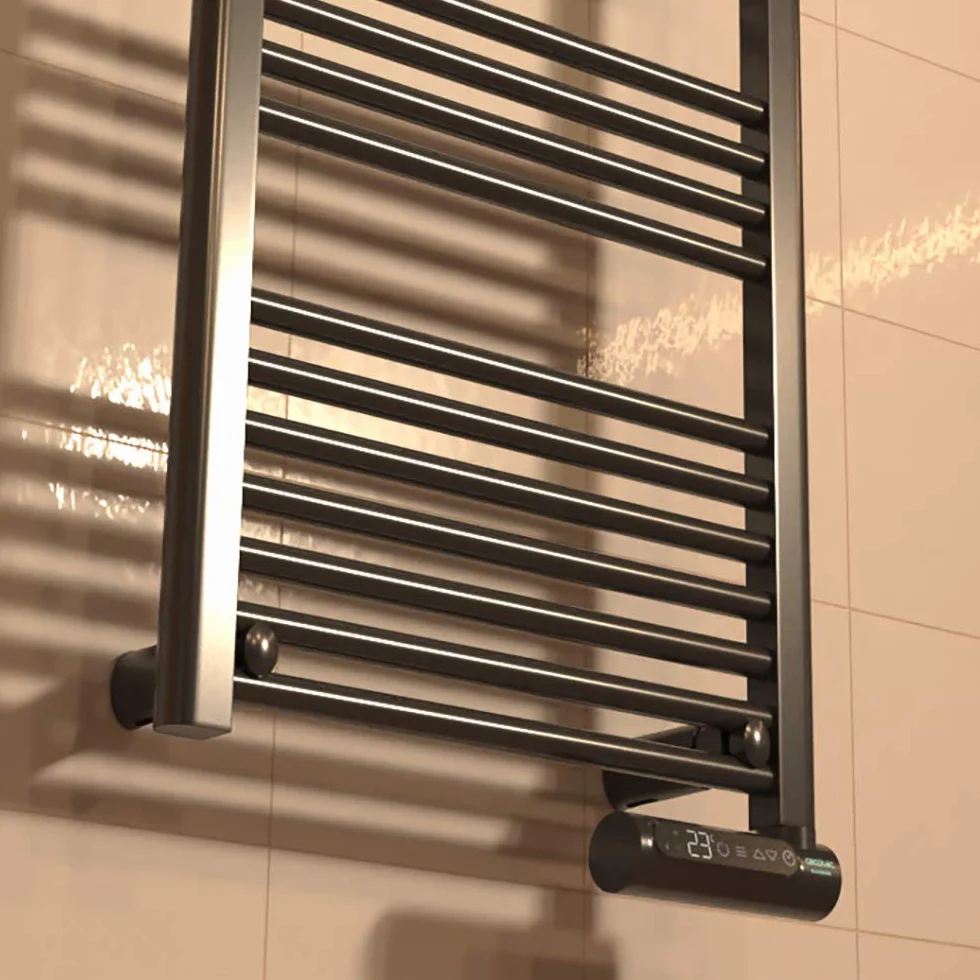 Cecotec Radiador Toallero Eléctrico Bajo Consumo ReadyWarm 9100 Smart Towel Black 500 W, Pantalla LED, Control táctil, Temporizador, 3 Modos de Funcionamiento, 2 Sistemas de Seguridad
