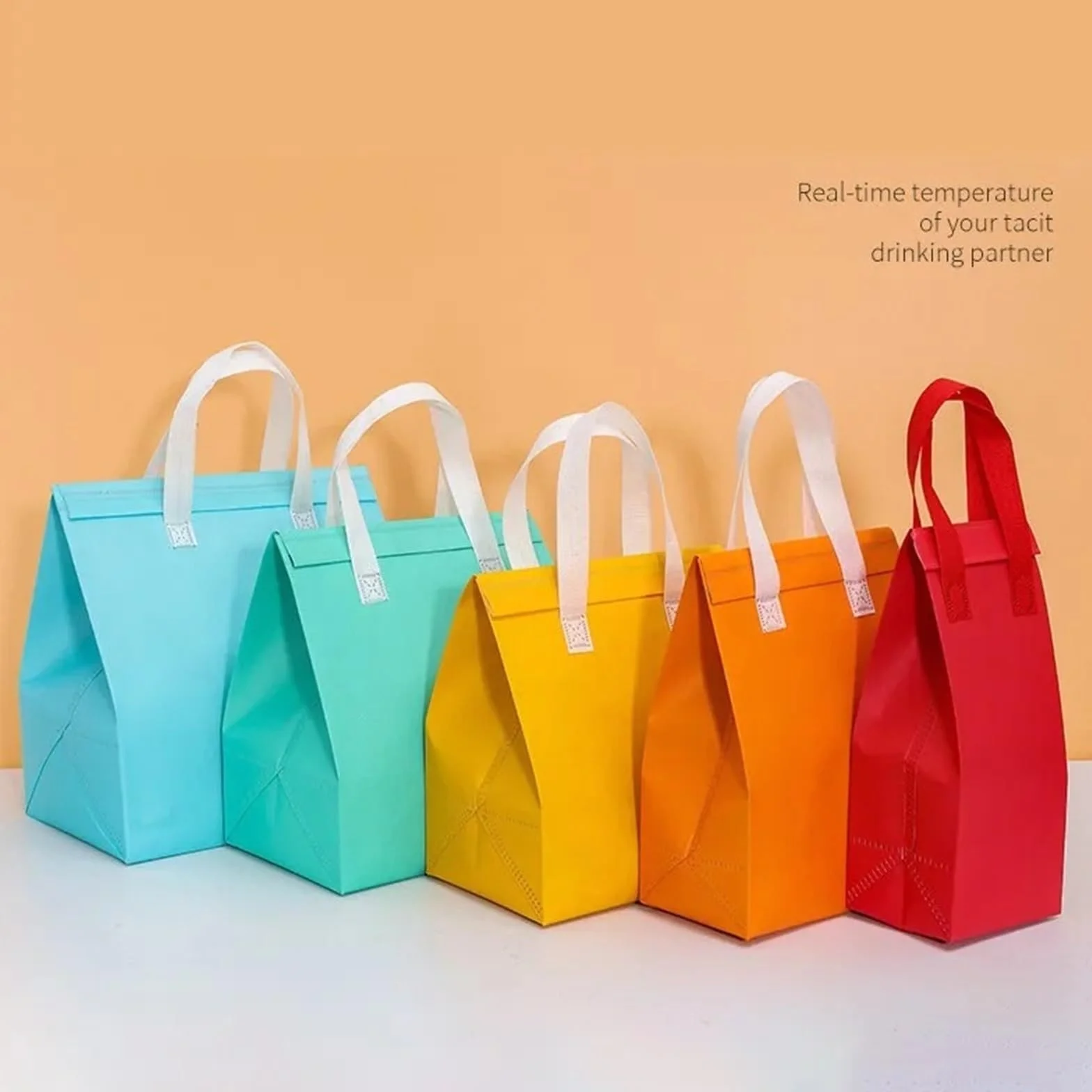 Bolsa IsotéRmica Para Comida 25 bolsas de tela no tejidas, portátiles, for alimentos, bebidas, pasteles, for mantener el calor, el frío, for entrega, bolsas reutilizables con aislamiento Termica Porta