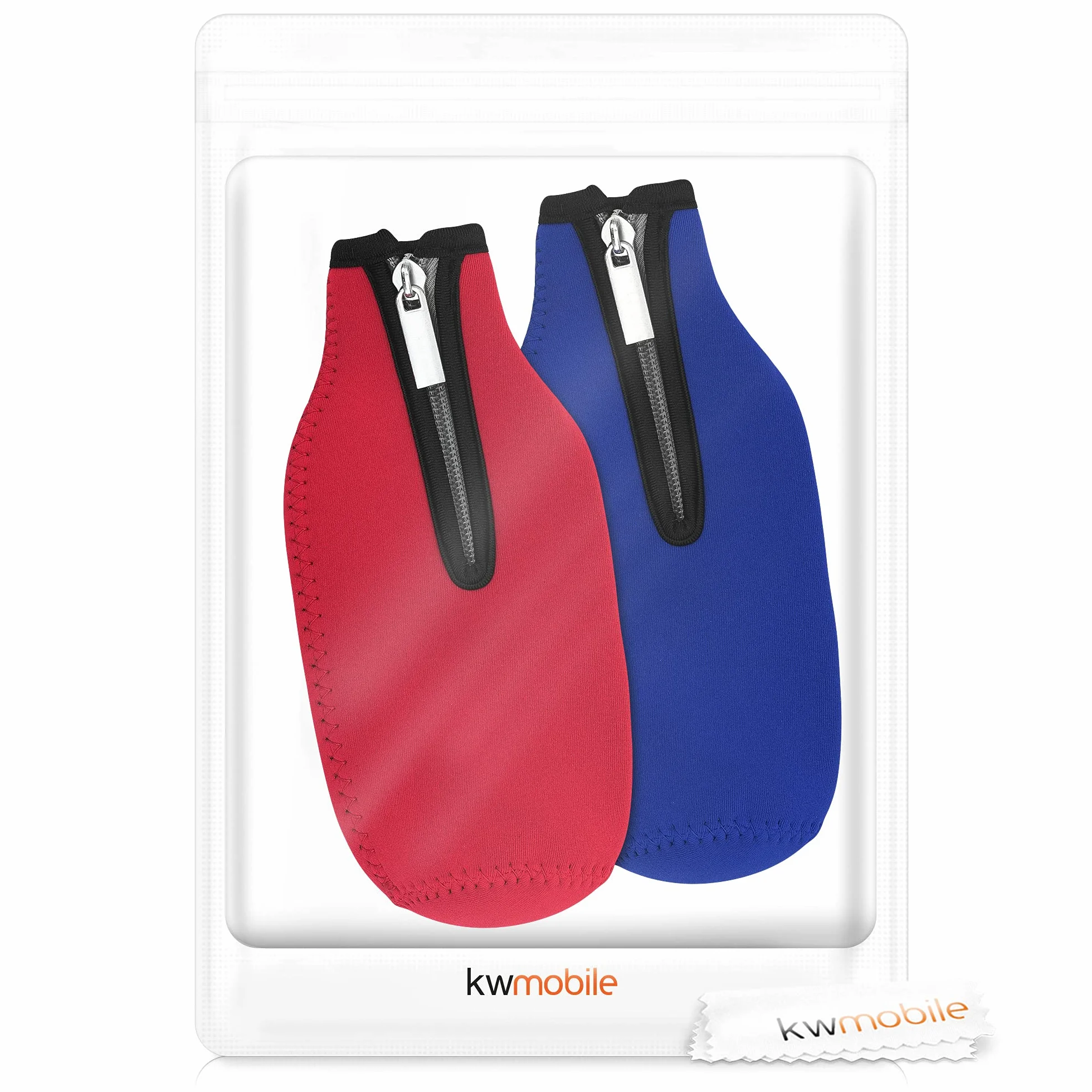 kwmobile Set de 2 Fundas enfriadoras de Botellas - para Botella de 330ml - Mantén tu Botella fría - En Azul/Rojo