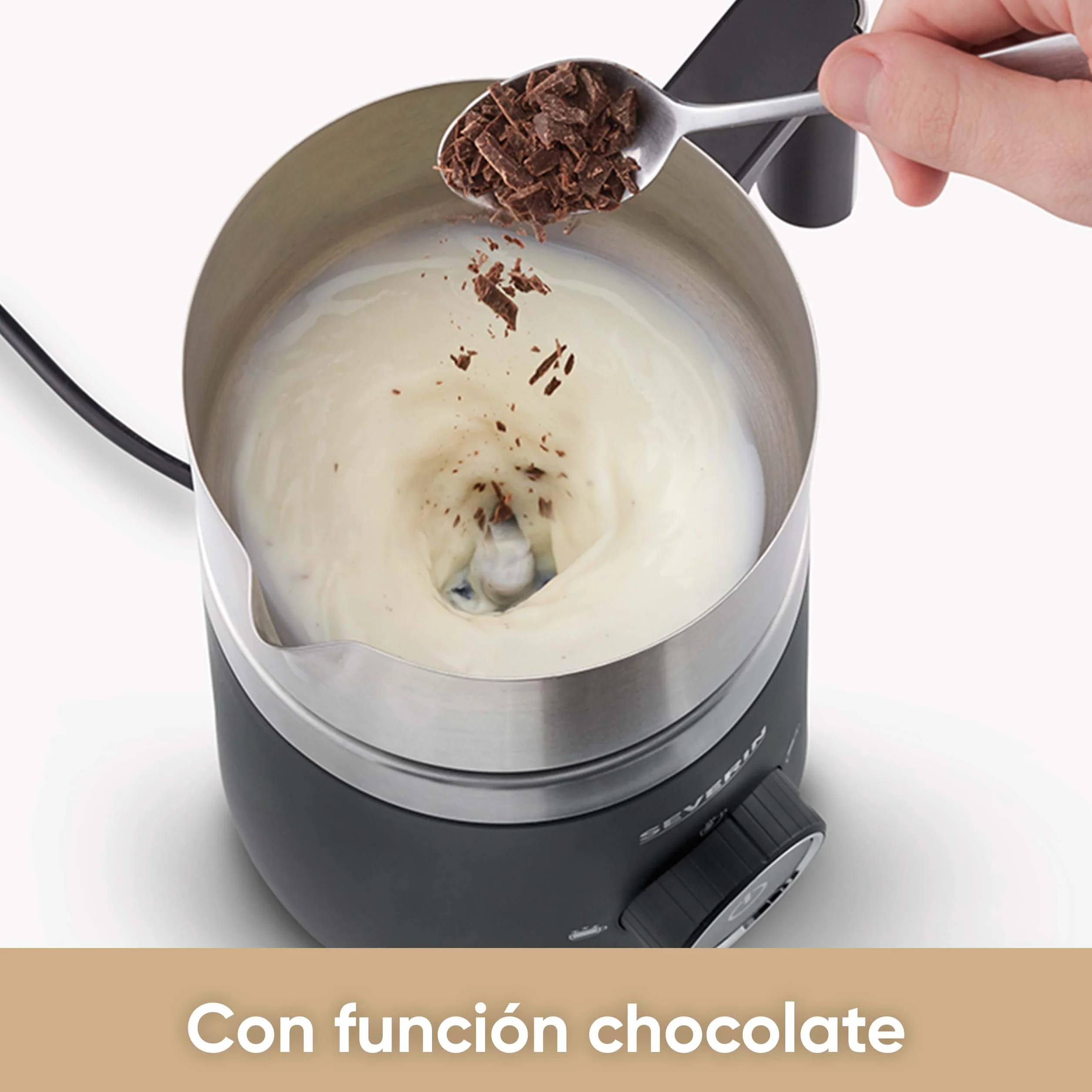 SEVERIN Espumador de leche por inducción Spuma 700 Plus, espumador eléctrico apto para el lavavajillas, bote espumador, acero inoxidable cepillado/negro mate, SM 3587