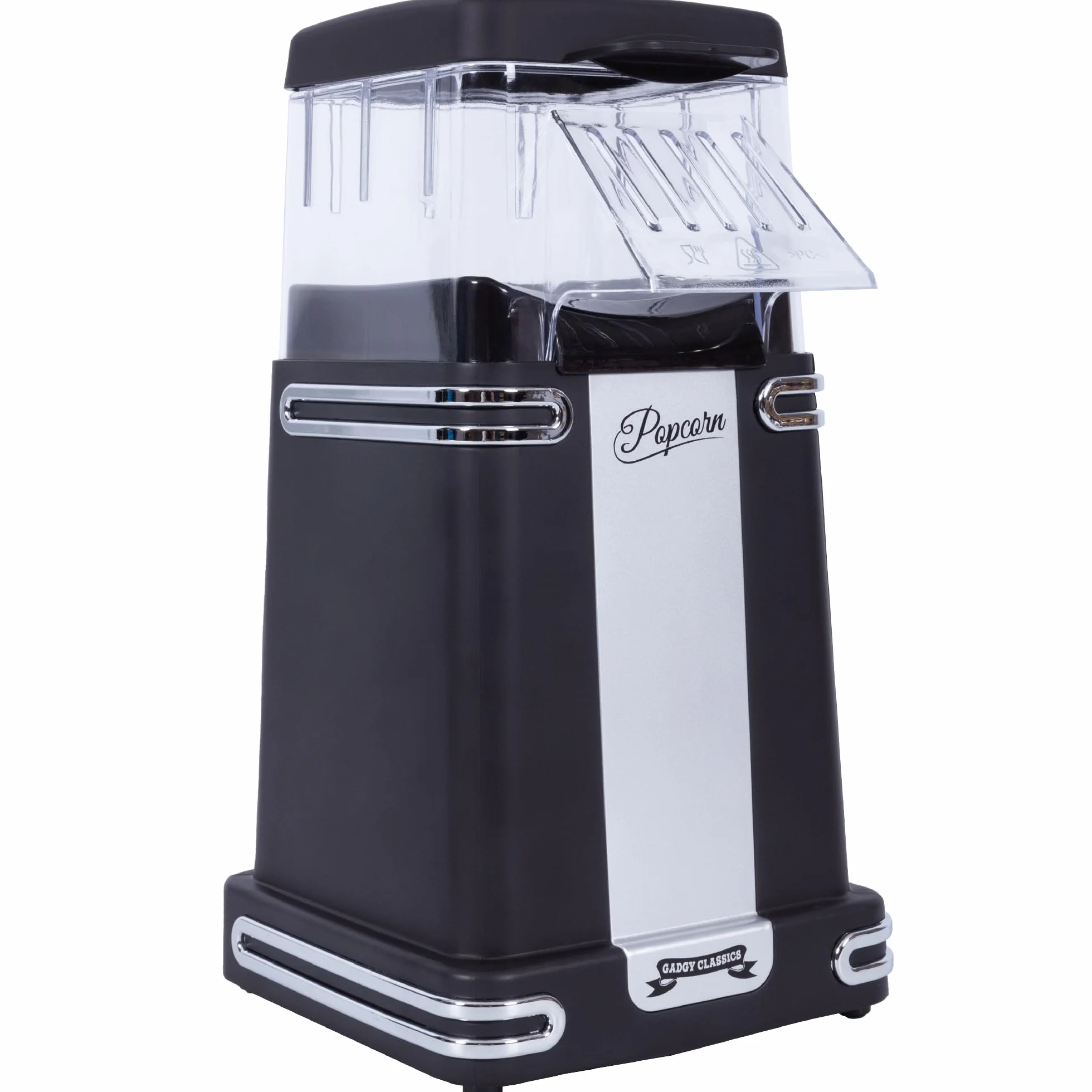 Máquina de Palomitas Gadgy Clásica, Aire Caliente Sin Aceite, Negro Retro