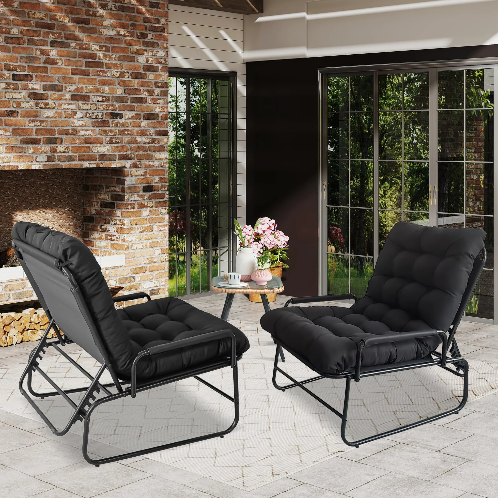 Sillón Reclinable con Reposapiés, Respaldo Ajustable en 4 Niveles, Sillon Relax, Poltrona Sala, Sillon de Lectura, Adecuado para Sala de Estar, Dormitorio, Balcó (Negro)