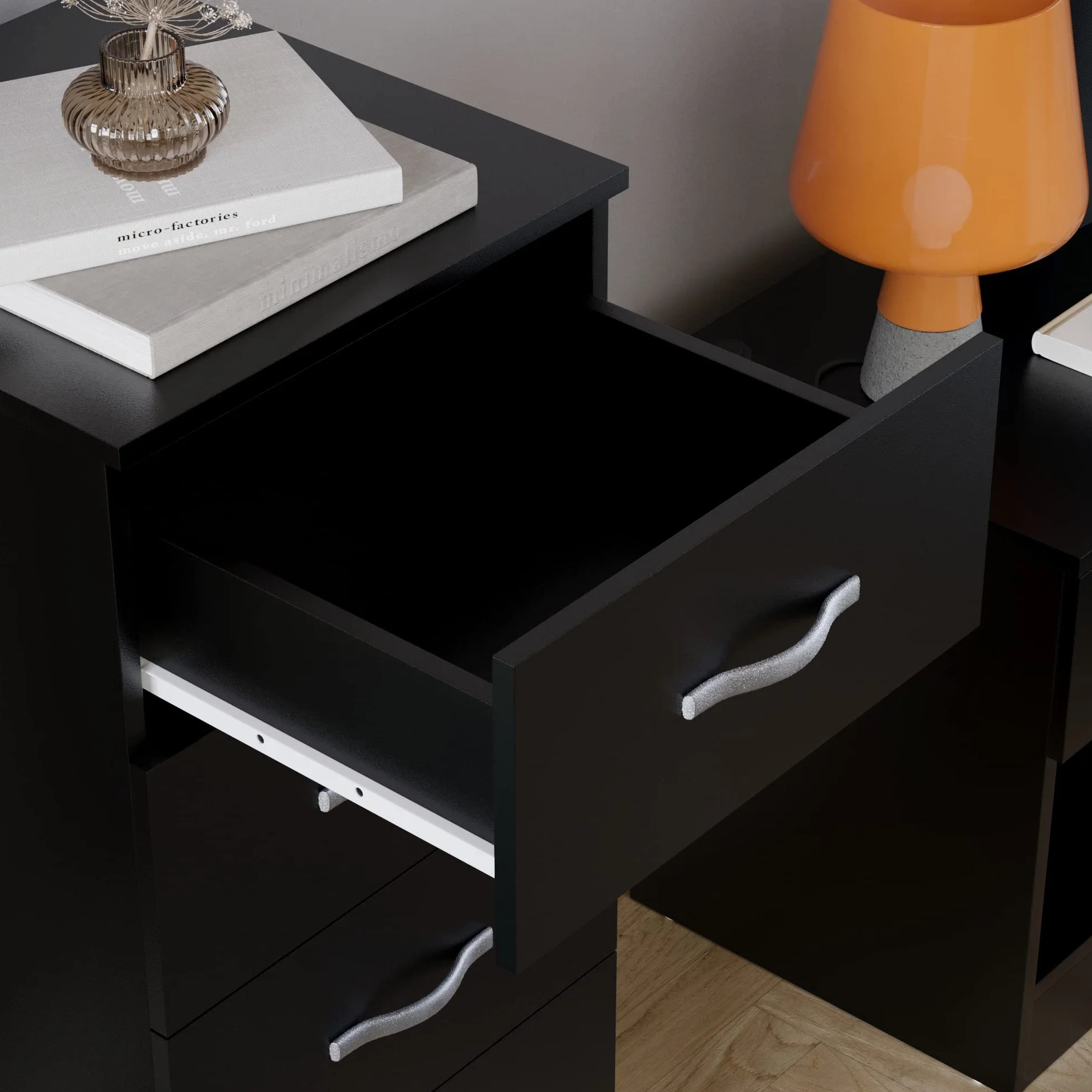 Vida Designs Pecho Cómoda Estrecha, Madera de ingeniería, Black, 36D x 34.5W x 90H centimetres