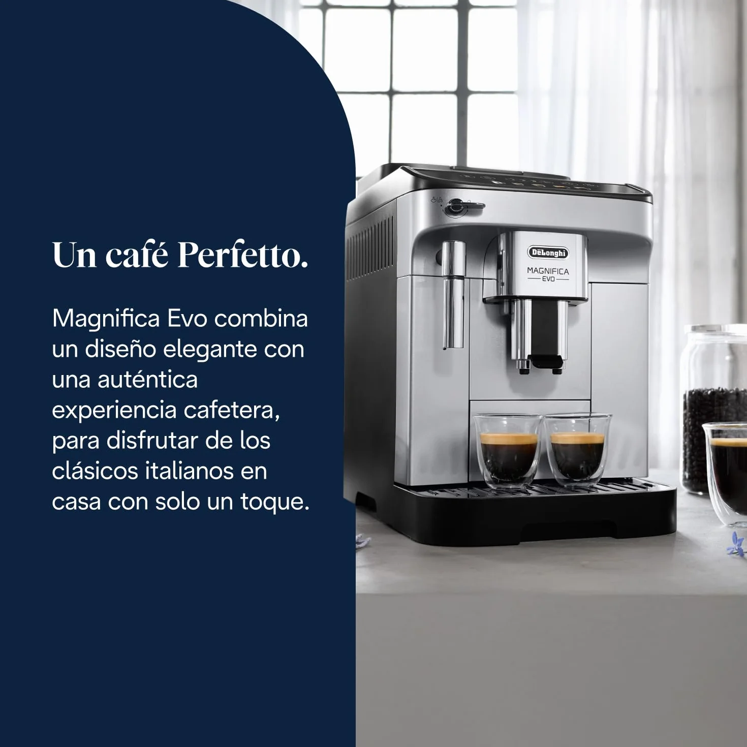 De'Longhi Magnifica Evo Cafetera Superatomática para Café y Cappuccino, ECAM292.33.SB, 4 Recetas, Plata