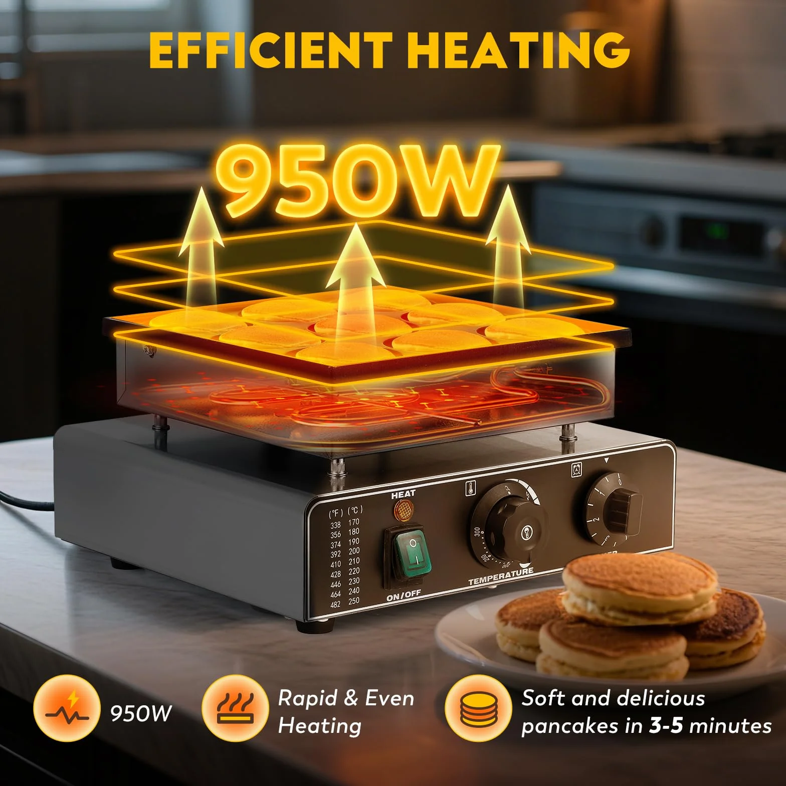 CGOLDENWALL 9 PCS Máquina para Hacer Panqueques Holandesa, con Revestimiento Antiadherente, Temporizador y Temperatura Ajustable, Mini Panqueques Eléctricos para Tortitas, Dorayaki y Poffertjes