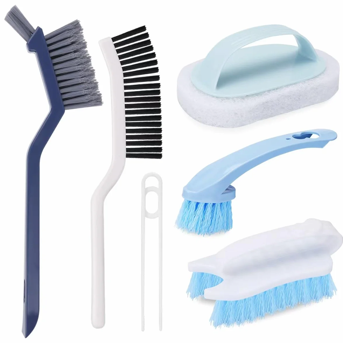 Juego de cepillos de limpieza para uso doméstico, cepillo de fregar, cepillos de limpieza de baño, cepillo de limpieza de grietas para baño, suelo, bañera, ducha y superficie de cocina (4