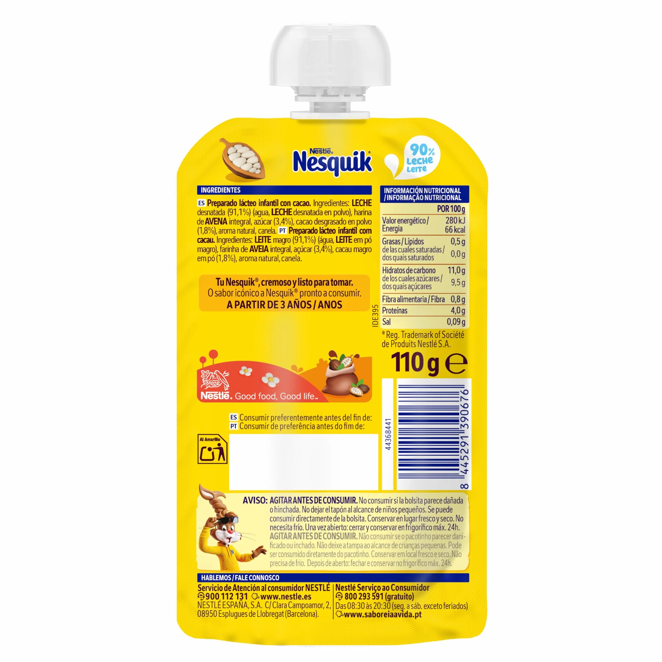 NESTLÉ NESQUIK Cacao 110g para niños