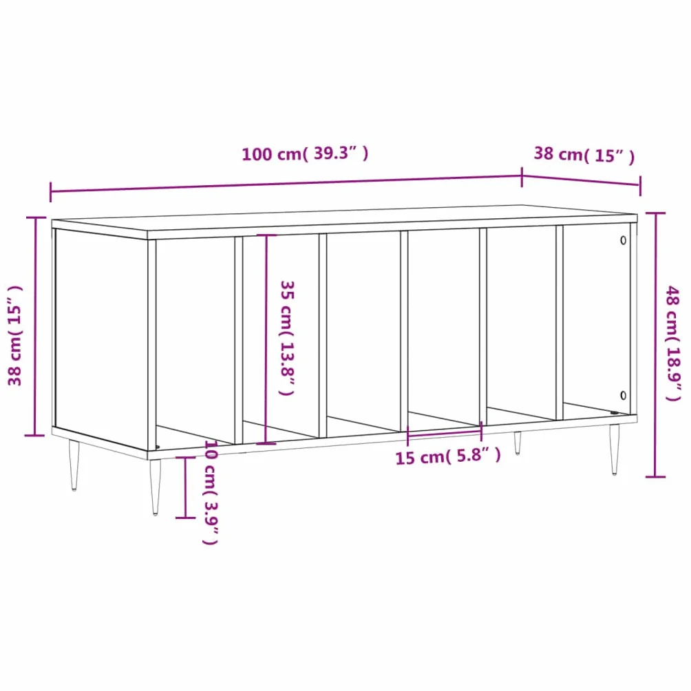 vidaXL Mueble Discos Madera contrachapada Roble marrón 100x38x48 cm