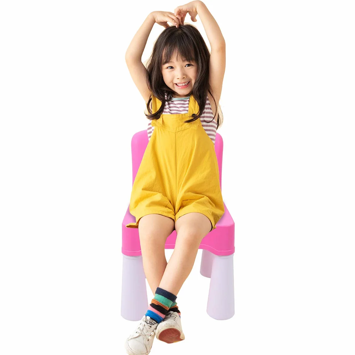 burgkidz Silla de Plástico Rosa para Niñas Pequeñas de 2 Años en Adelante, Desmontable y Ensamblable para Hogar y Jardín, Peso Máximo 100 Kg/220 LB