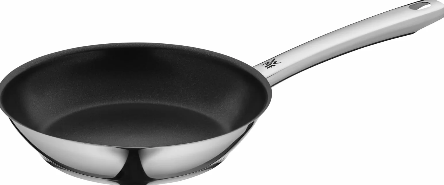 WMF Nordic Profi - Juego de sartenes (2 piezas, inducción, 24, 28 cm, antiadherente, apta para horno, sin goteo, acero inoxidable Cromargan)