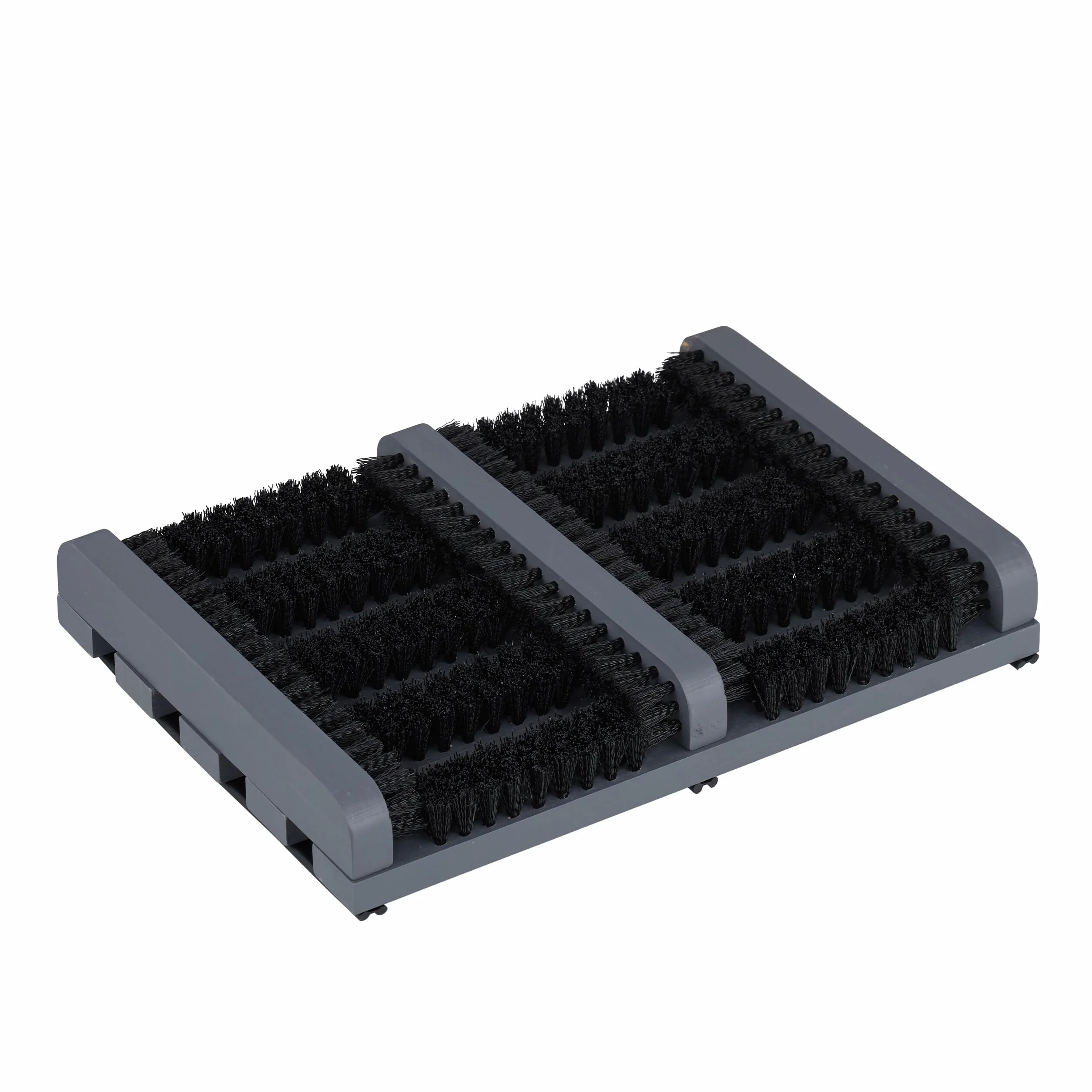 Rascador de Zapatos Relaxdays con cepillos, Base Antideslizante, Madera, Exterior, Cepillo para Calzado, Gris/Negro