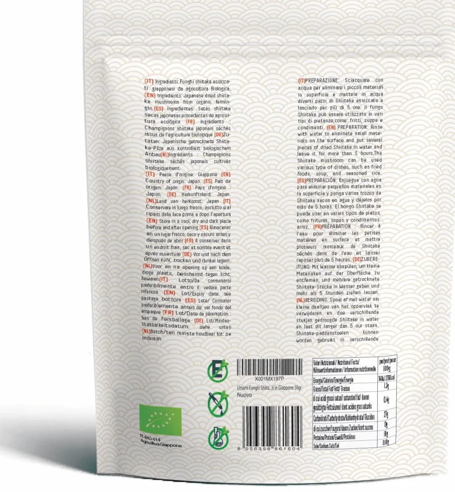 Umami Setas Shiitake BIO Japonesas 50g Secadas Naturalmente Origen Kyushu Japón Calidad Premium para Ramen Sopas Risottos 100% Natural