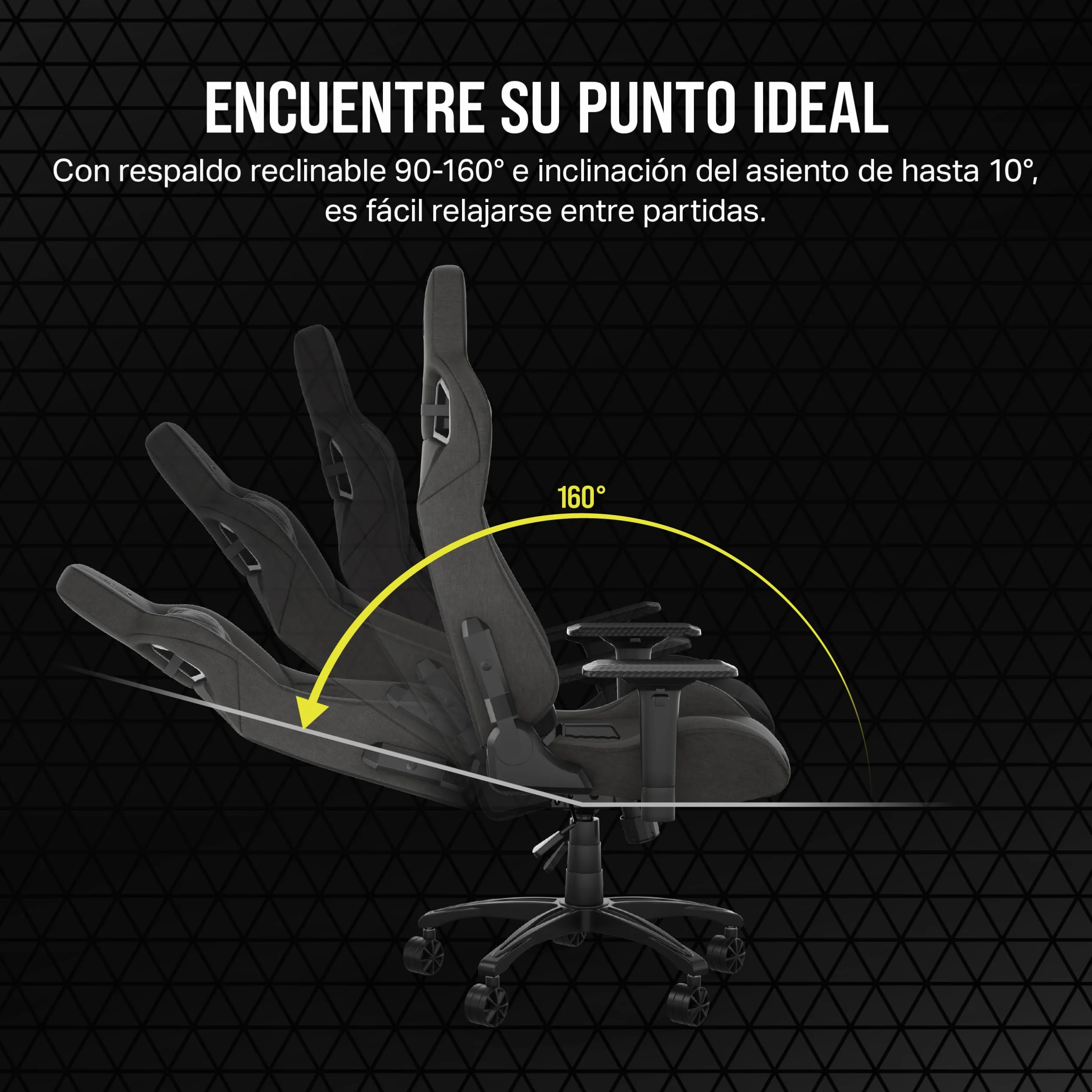 Corsair T3 Rush Fabric Silla para Juegos Carbón 2023 Almohada Cervical Soporte Lumbar Espuma Viscoelástica