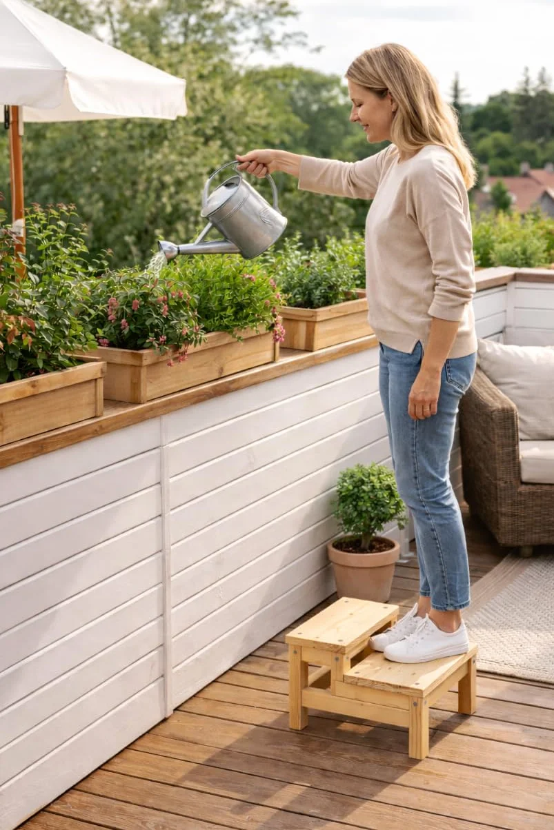 MG Design Escalera de Madera 2 peldaños – Estable y Segura, escalón para niños y Adultos, peldaño baño Cocina Armario, Uso doméstico