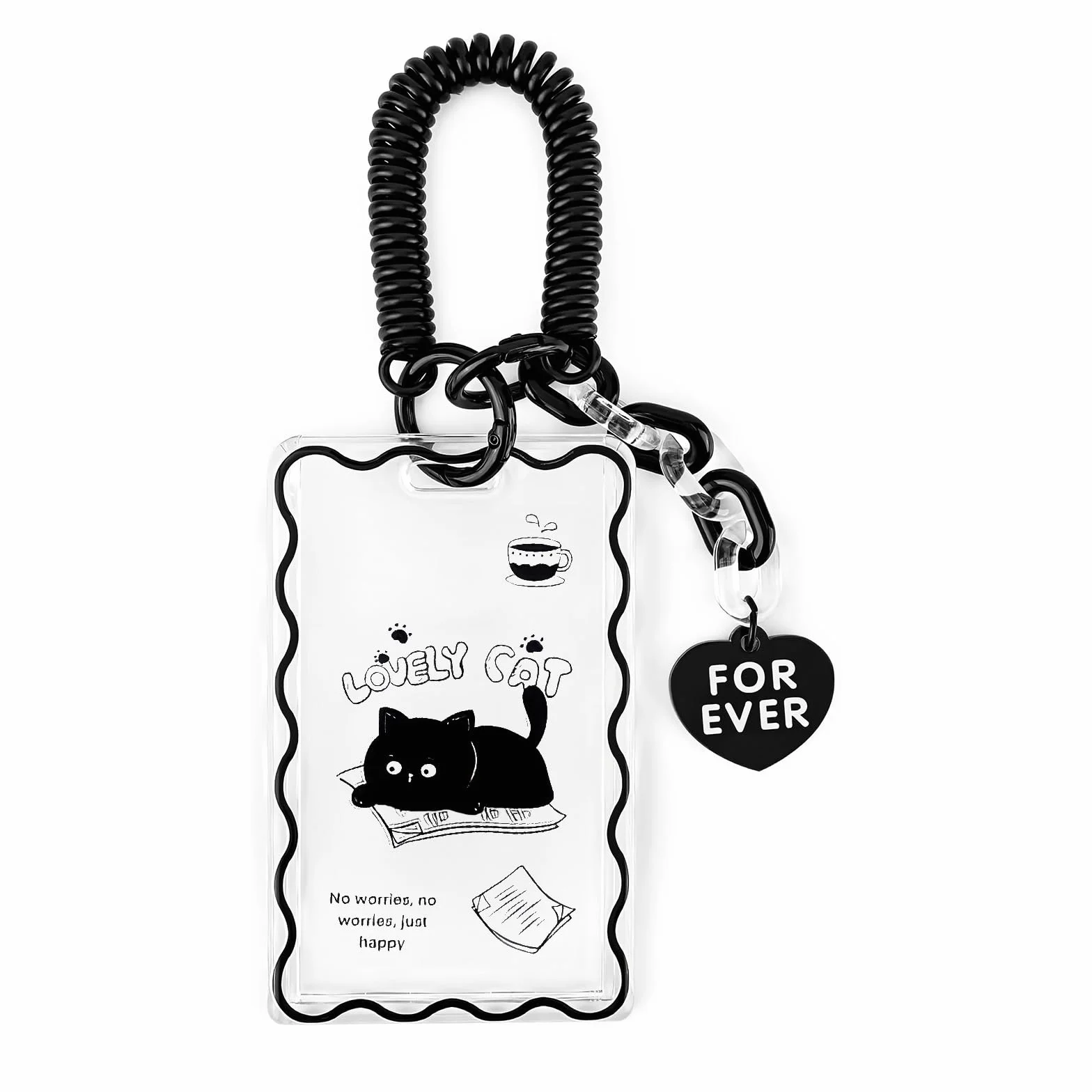 Photocard Holder, Clear Black Cat Acrylic Card Sleeves, Picture Frames, Top Loaders for Cards, Photocard Holder Keychain, Cute Design,Album