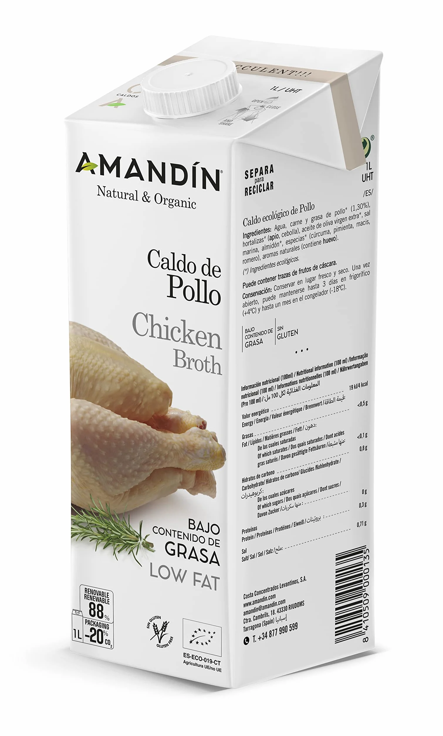 Amandin Caldo de Pollo 6 x 1000 ml